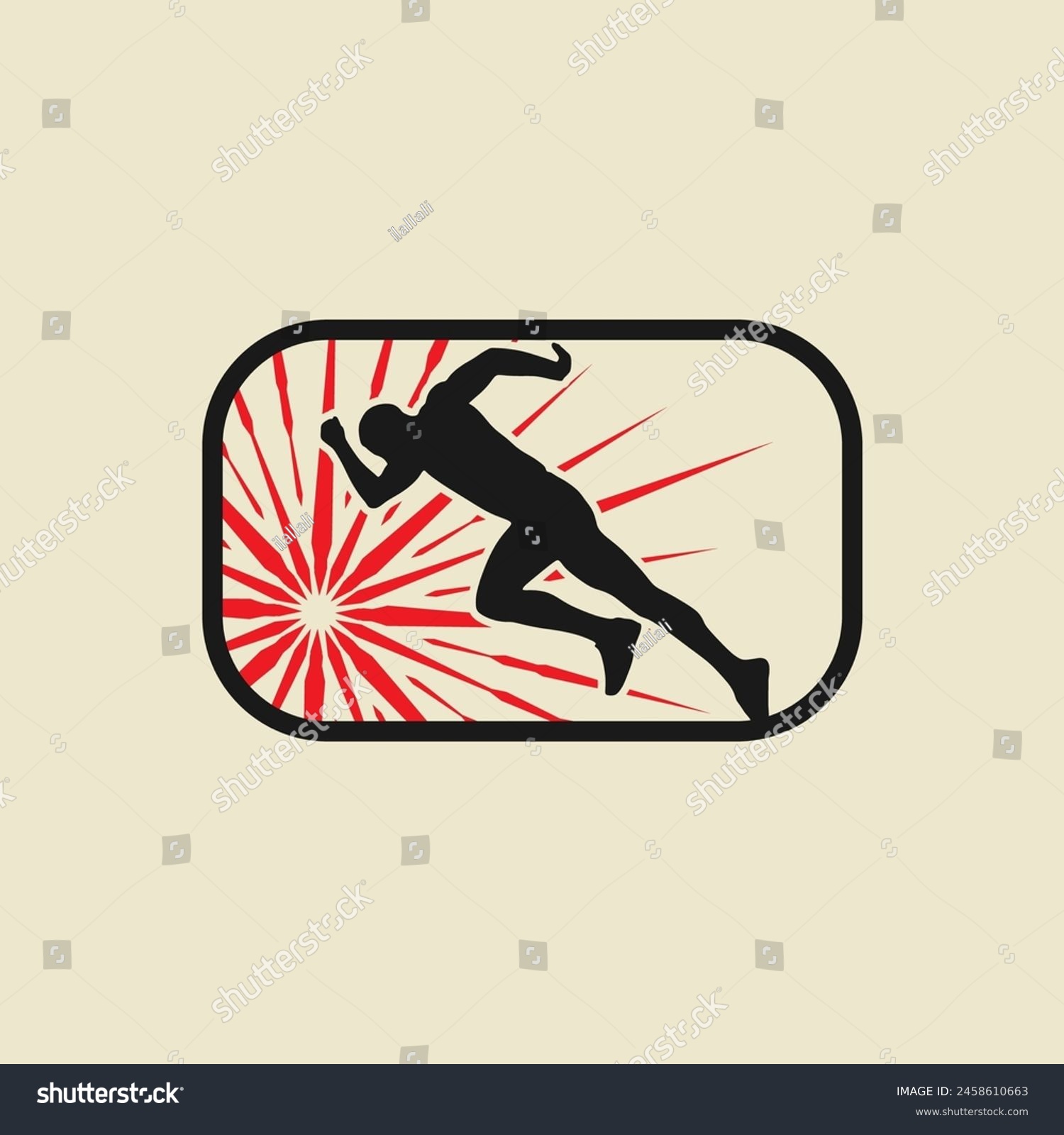 recommend clip art: Running frame logo line art vector graphic of illustration