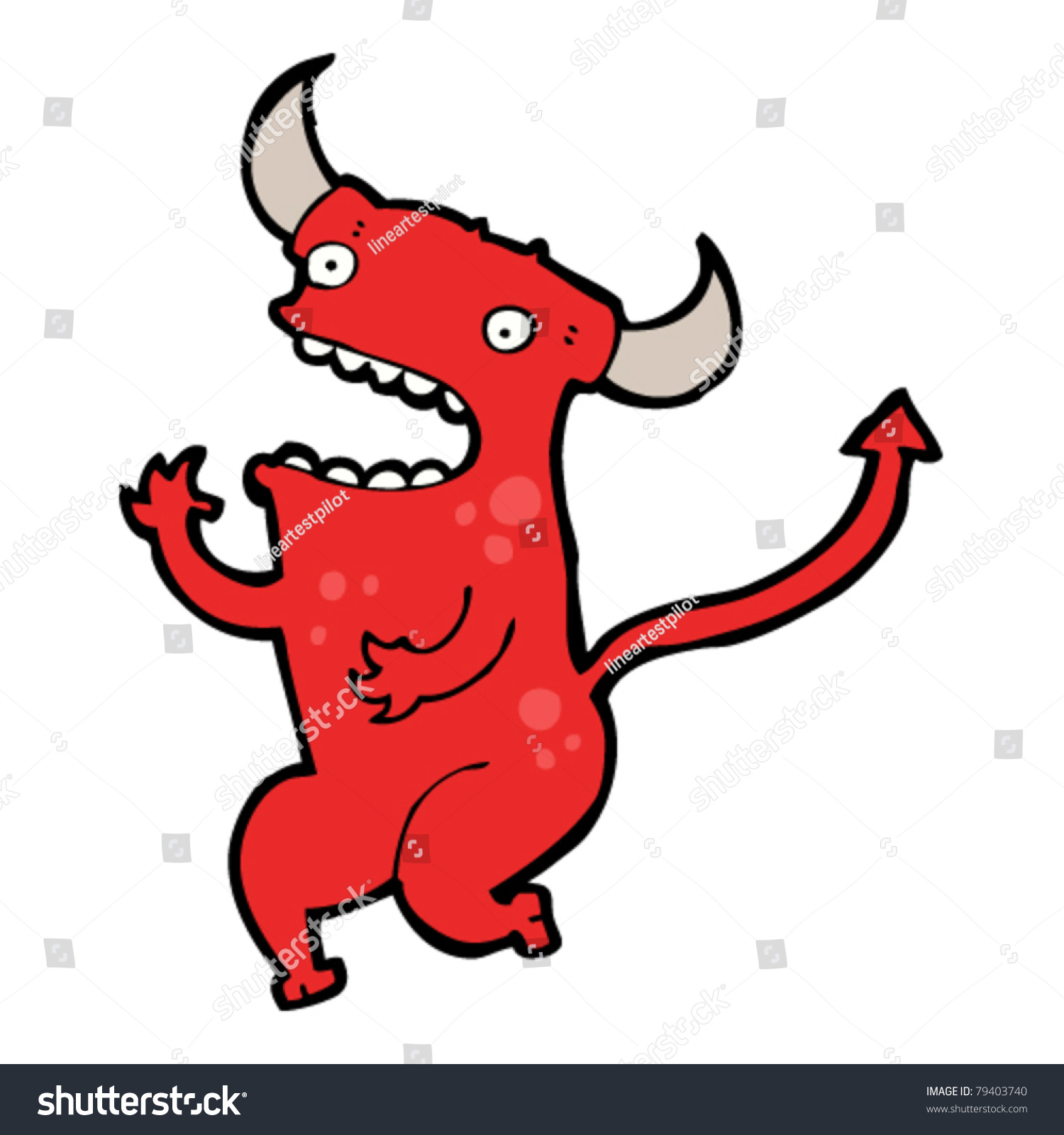 Running Little Cartoon Devil Stock Vector Illustration 79403740 ...