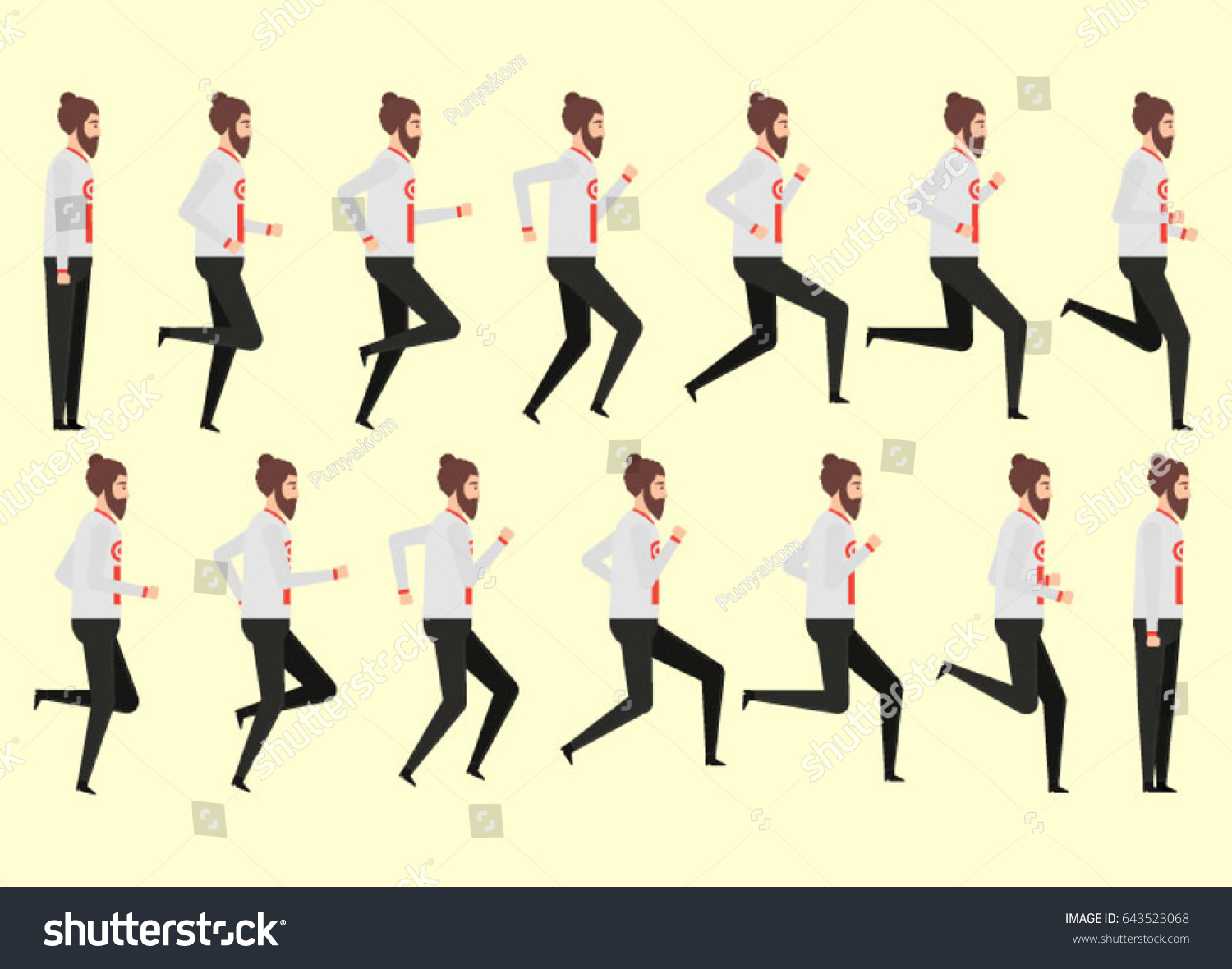 Running Man Animation 14 Frame Sequence Stock Vector (Royalty Free ...