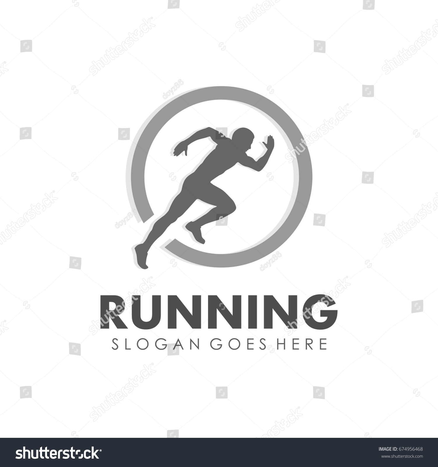 Running Man Jogging Marathon Logo Template Stock Vector (Royalty Free ...