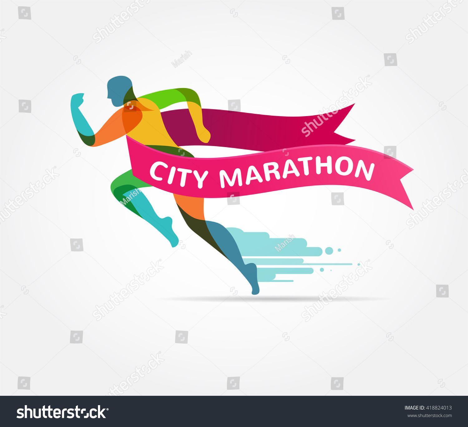 Running Marathon Icon Symbol Ribbon Banner Stock Vector (Royalty Free ...