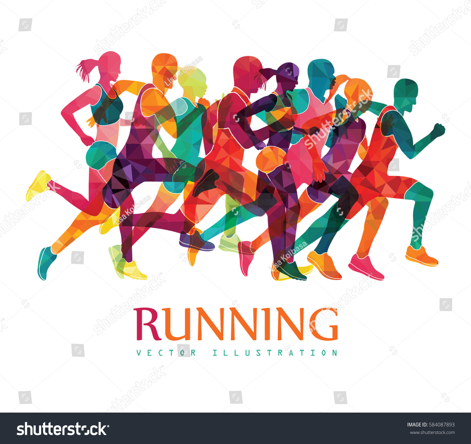 Running Marathon People Run Colorful Poster Stock Vector 584087893 ...