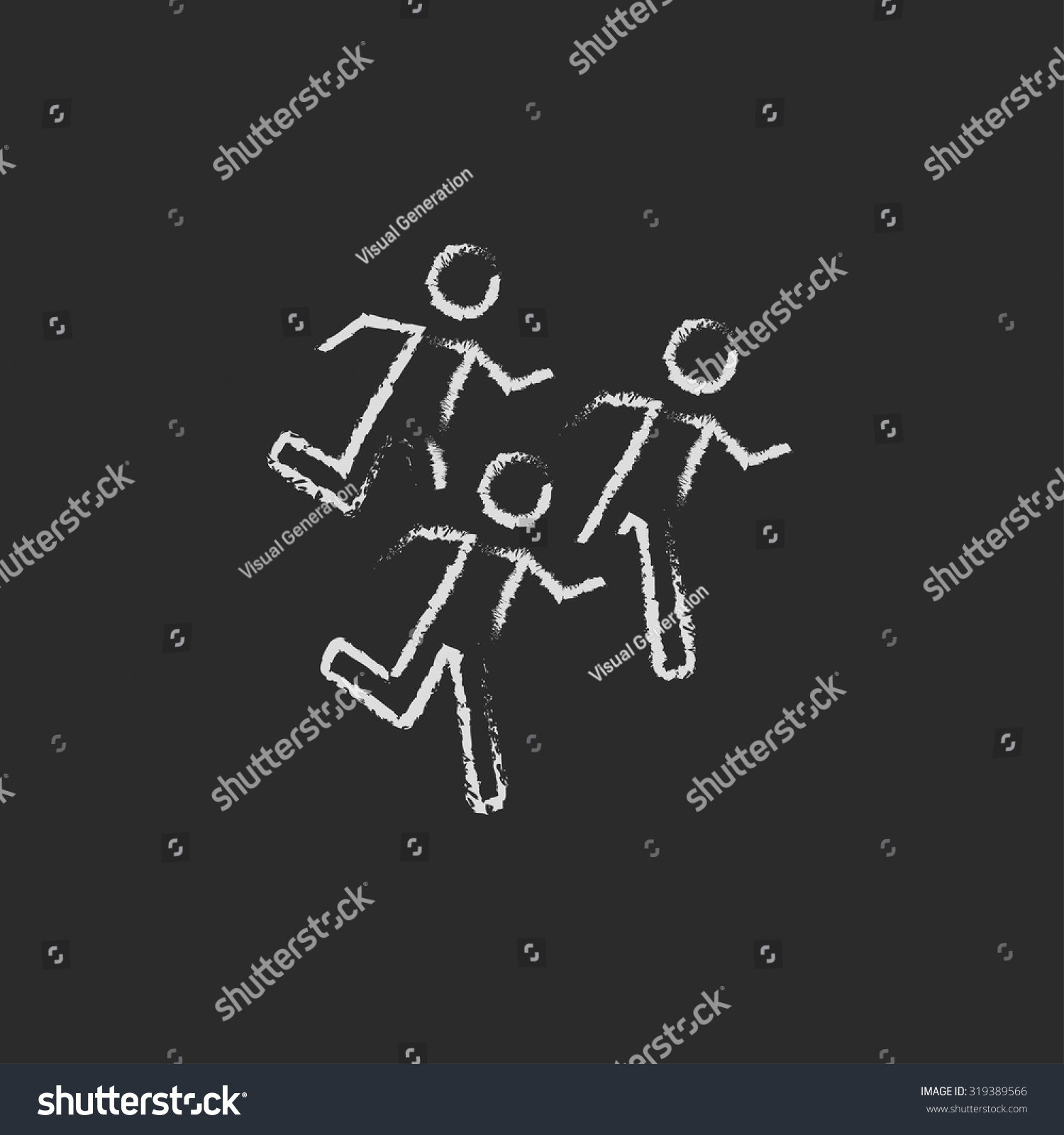 Running Men Hand Drawn Chalk On Stock Vector (Royalty Free) 319389566