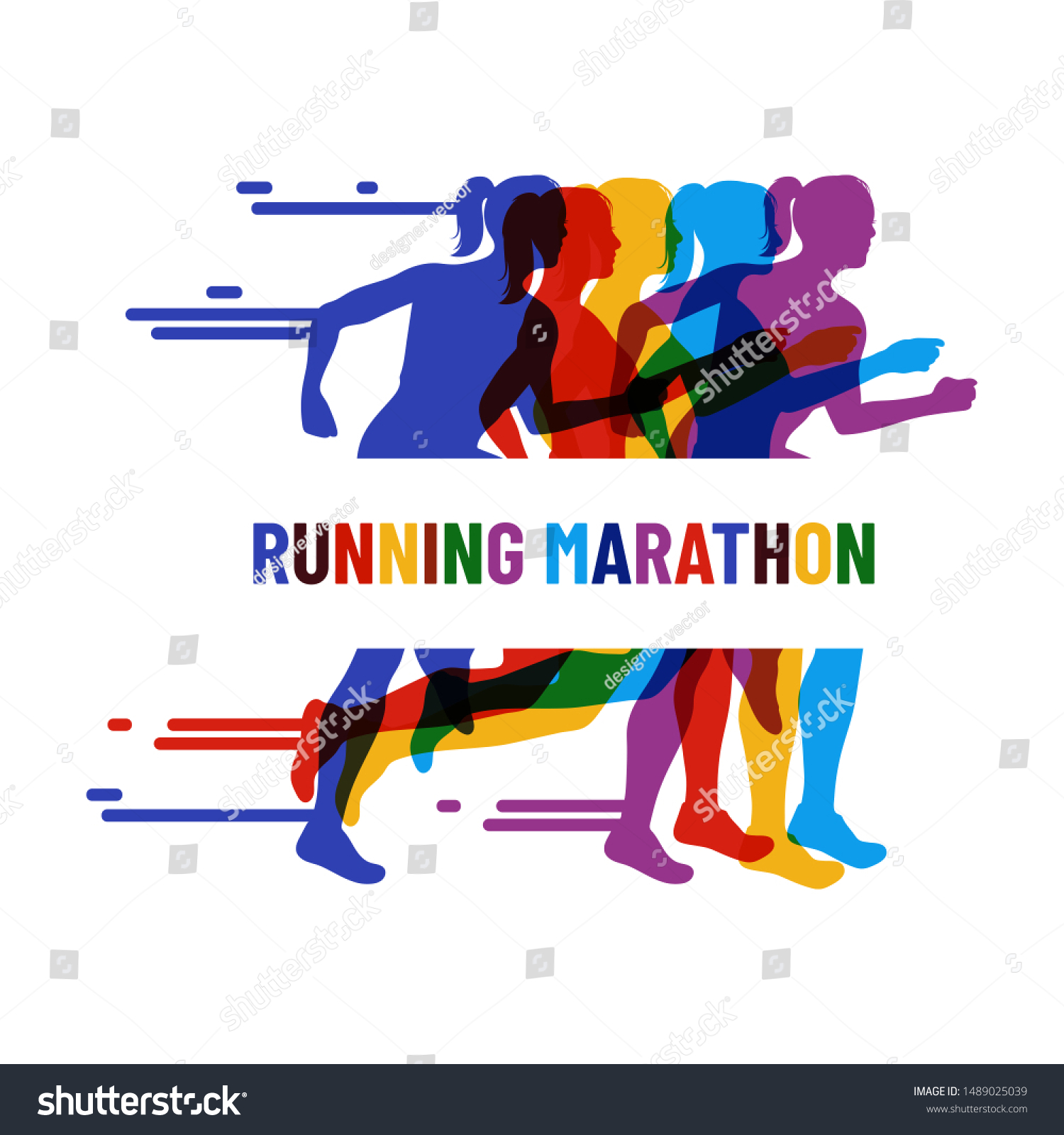 Running People Colorful Posterrunning Marathon Vector Stock Vector ...