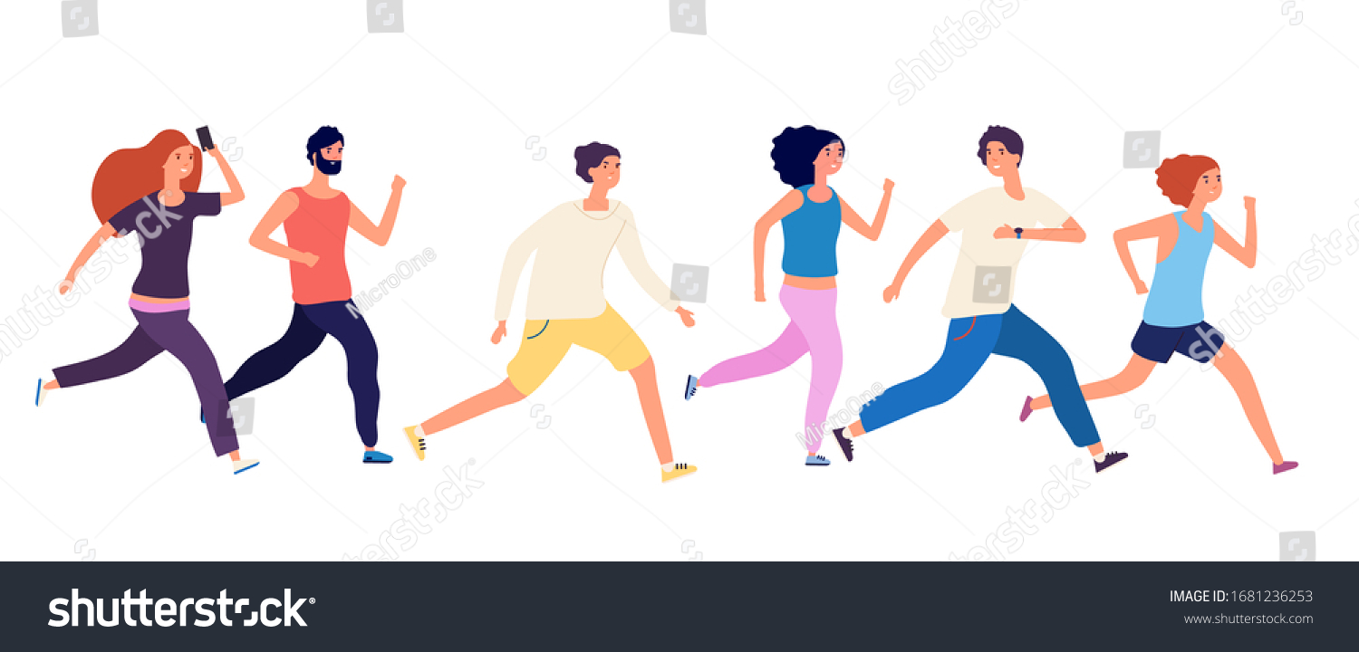 Running People Crowd Jogging Isolated Runners Stock Vector (Royalty ...