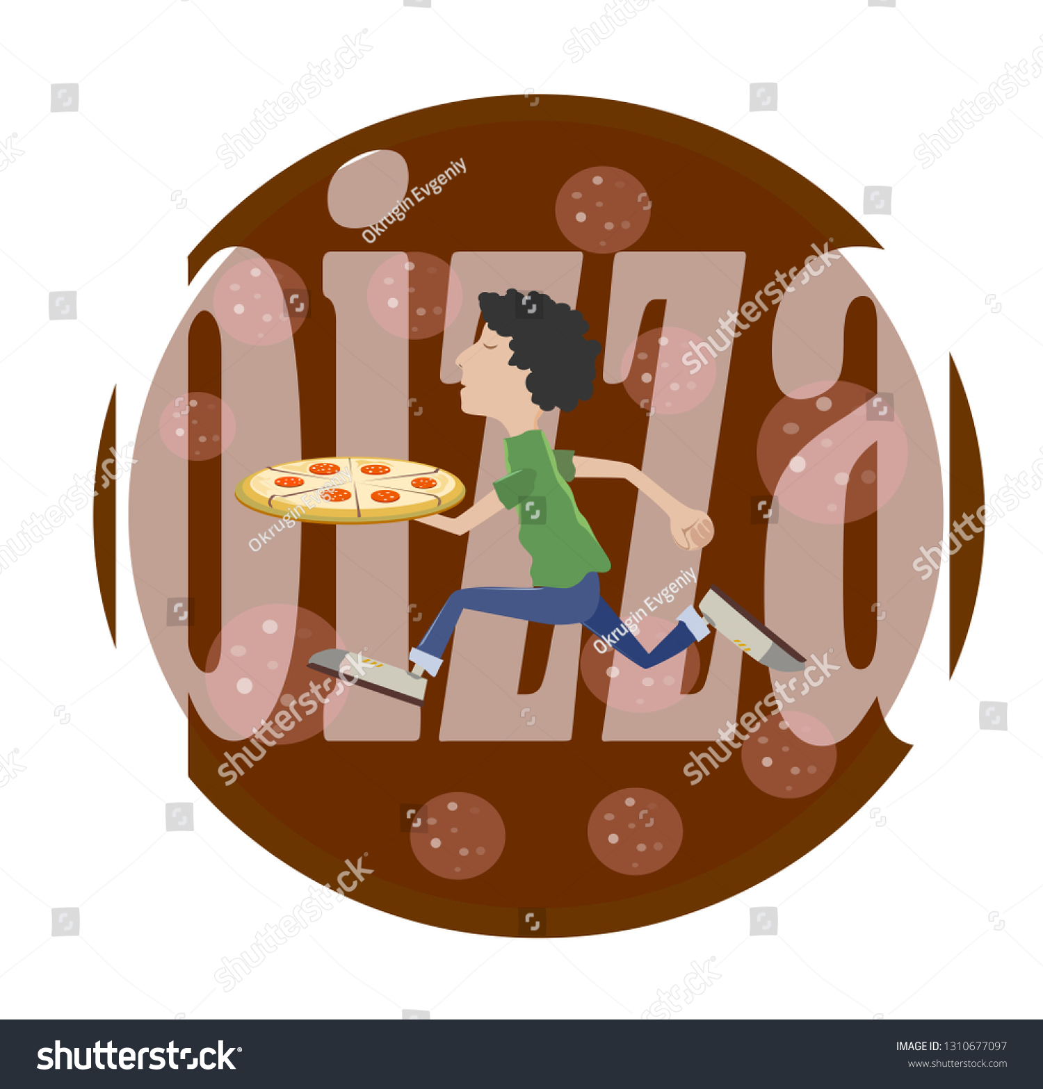 Running Pizza Delivery Man Vector Stock Vector Royalty Free