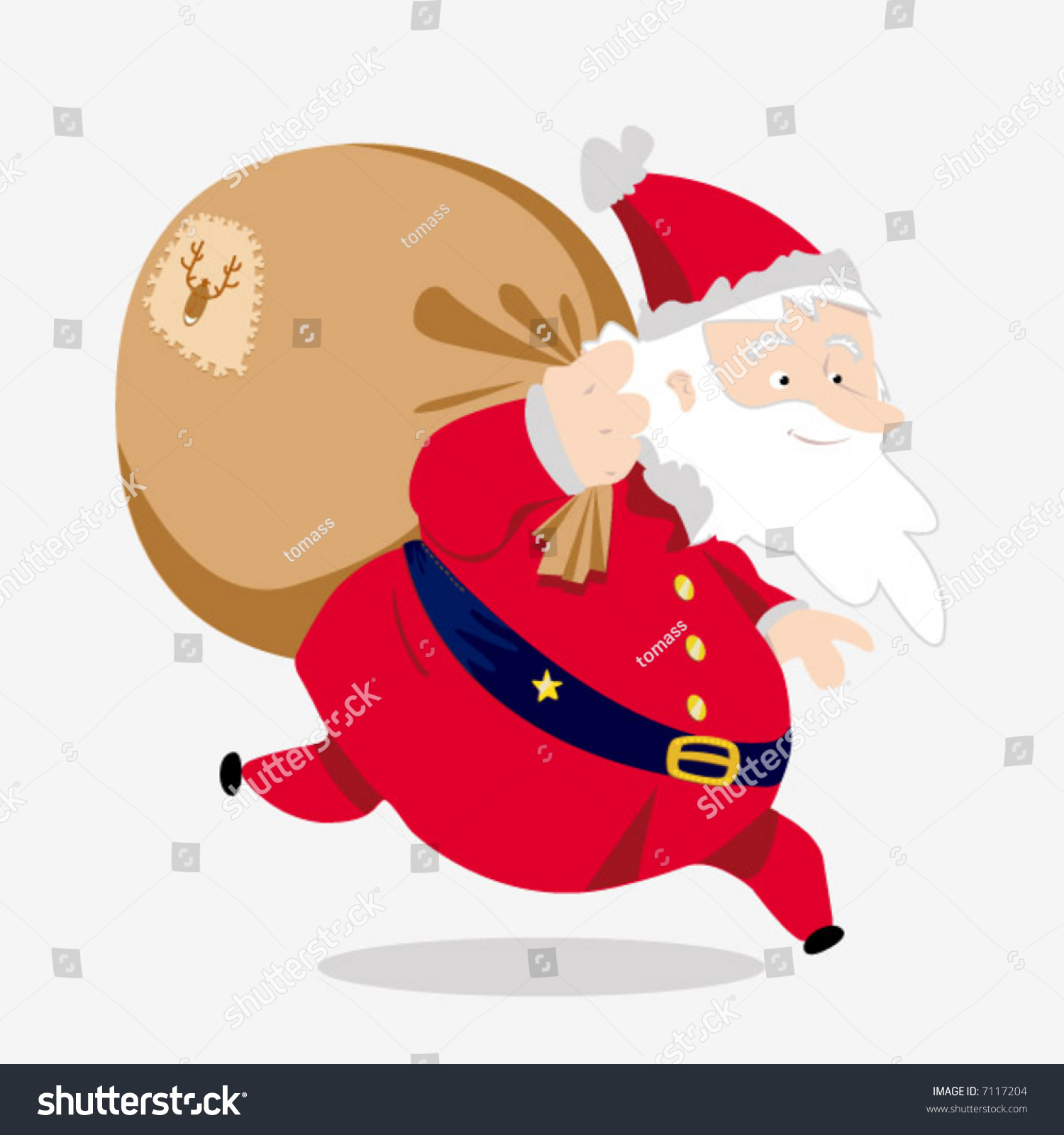 Running Santa Stock Vector Illustration 7117204 : Shutterstock