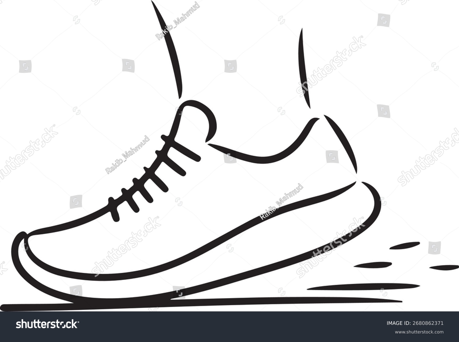 black line art running shoe clip art preview