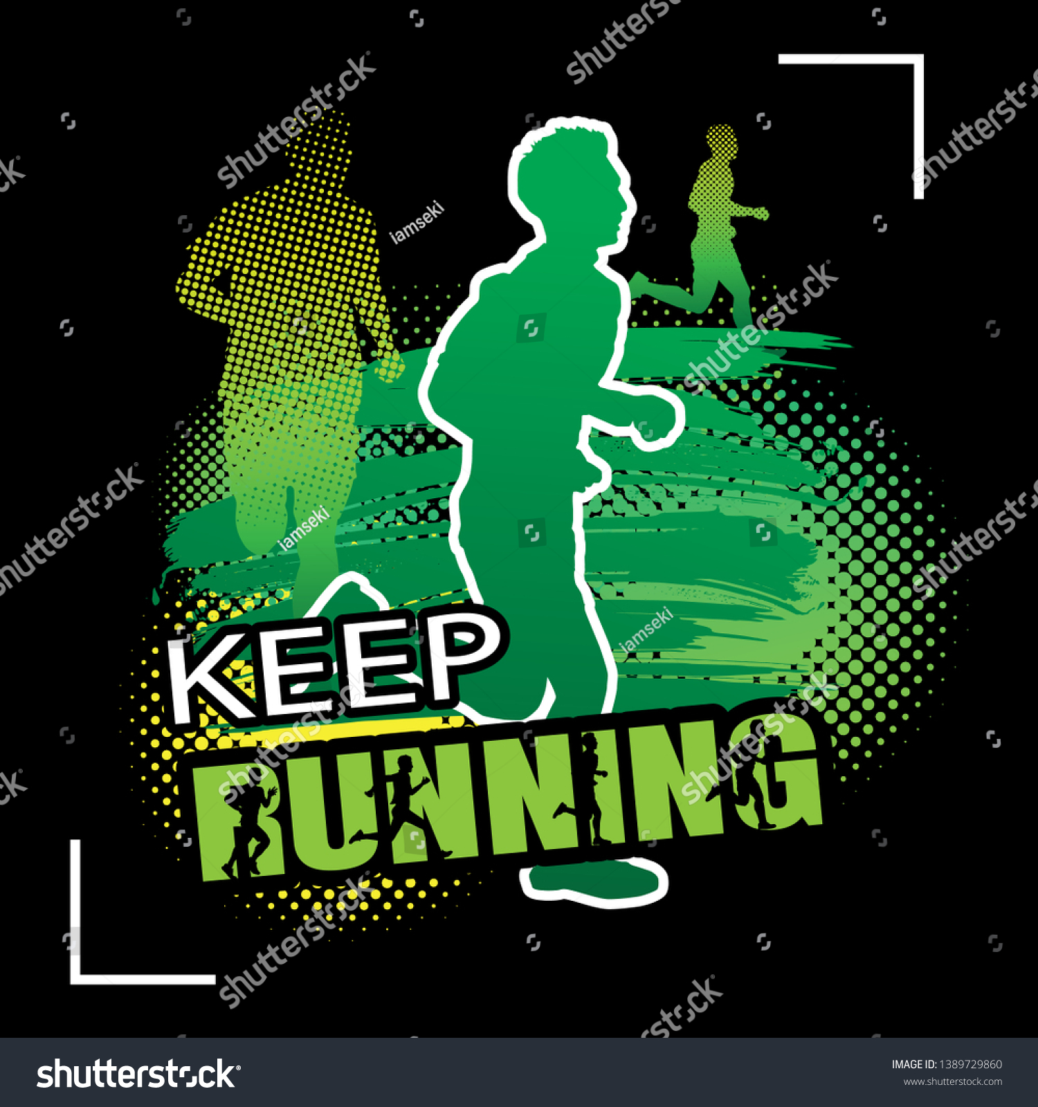 Running Silhouettes People Running Text Graphic Stock Vector (Royalty ...