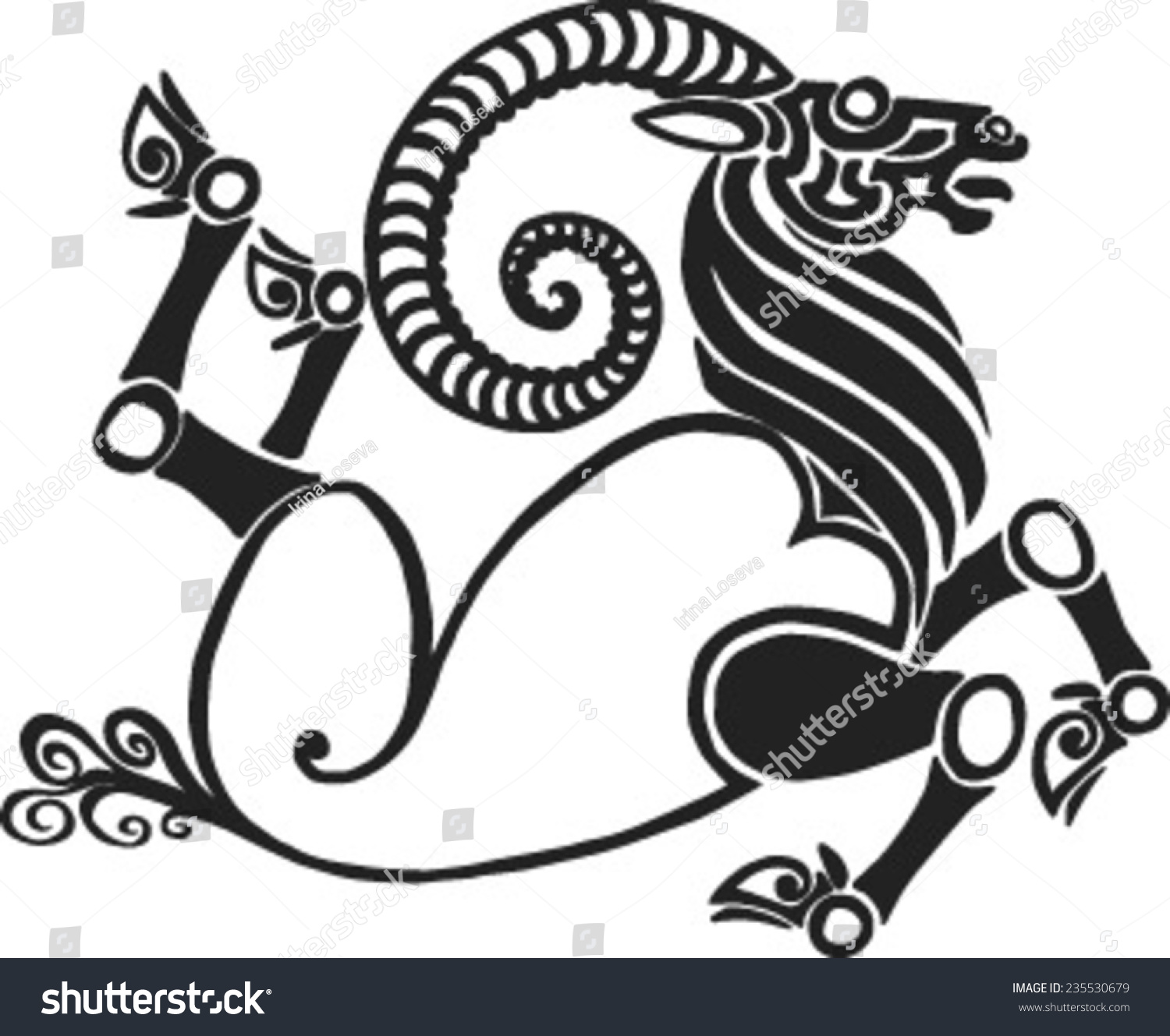 running twisted goat style scythian tattoos stock vector 235530679 running twisted goat style scythian tattoos stock vector 235530679