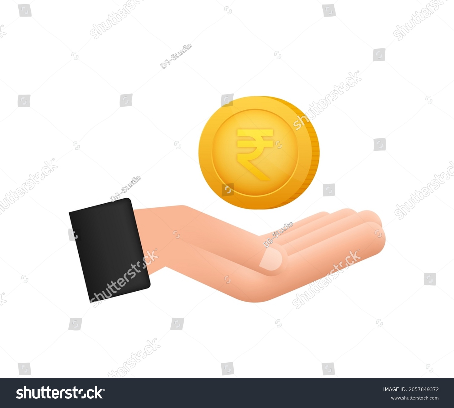 SVG of Rupee coin on hand, great design for any purposes. Flat style vector illustration. Currency icon. svg