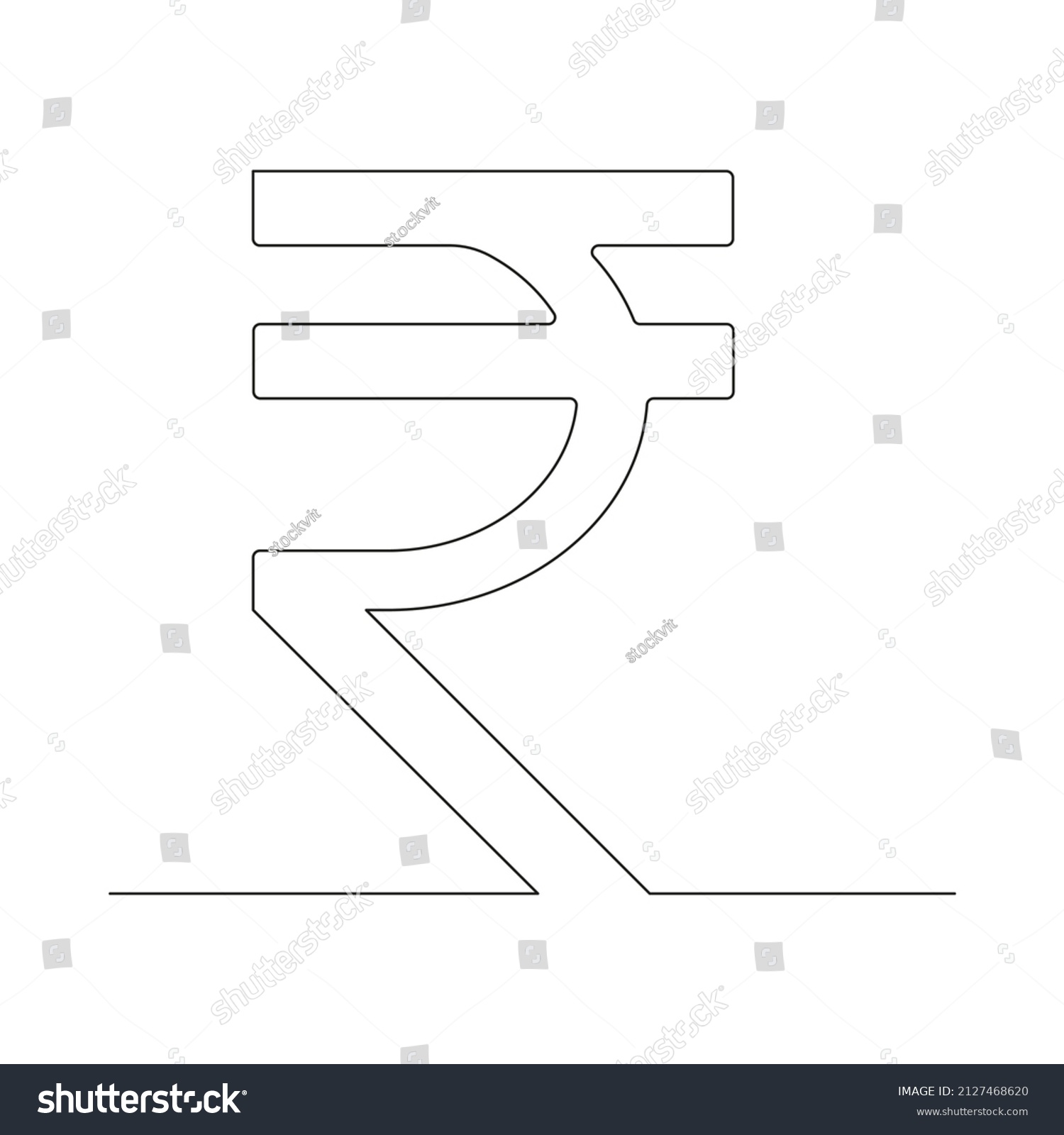 SVG of Rupee one line drawing symbol. Indian currency linear symbol. Vector isolated on white. svg