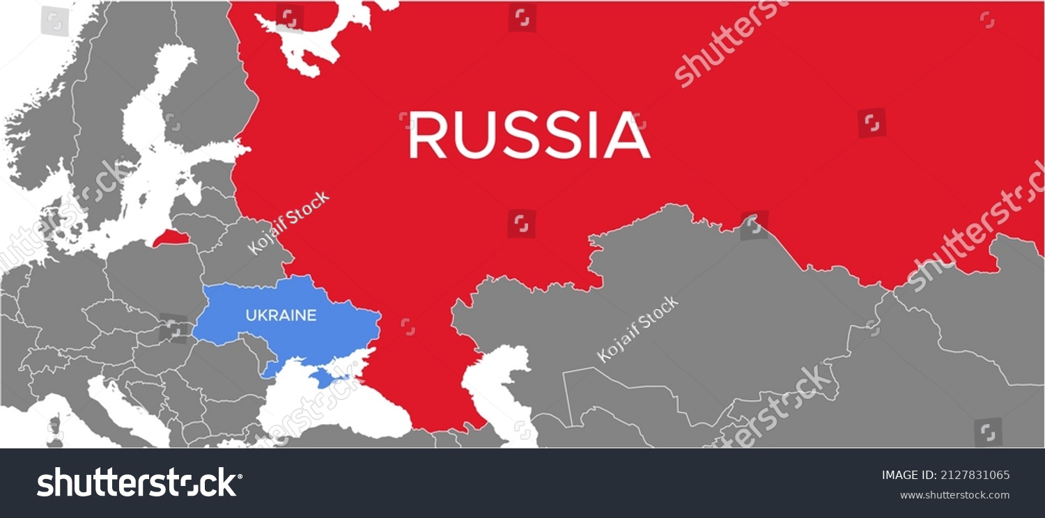 SVG of Russia and Ukraine map on world map. Borders of Russia and Ukraine. Representation of limits on the possibility of war svg