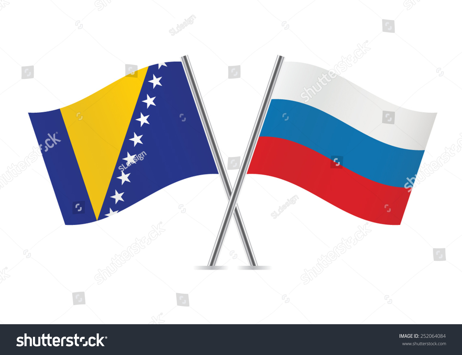 Russian Bosnia Herzegovina Flags Vector Illustration Stock Vector ...