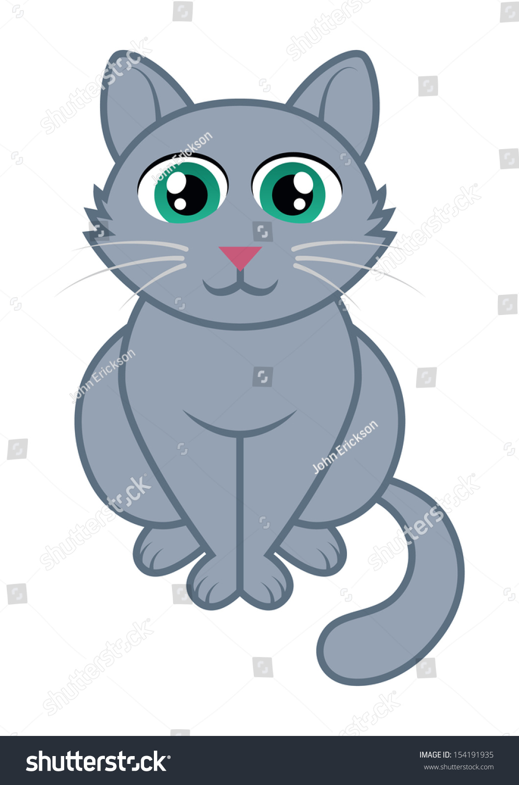 Russian Blue Cat Cartoon Stock Vector 154191935 - Shutterstock