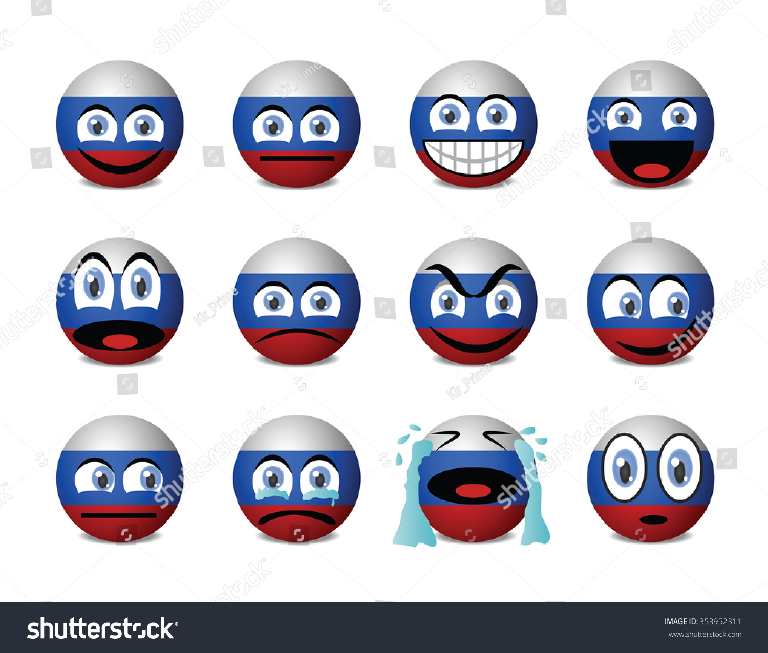 Russian Flag Emoji Emoticons Set Vector Stock Vector Royalty Free 353952311