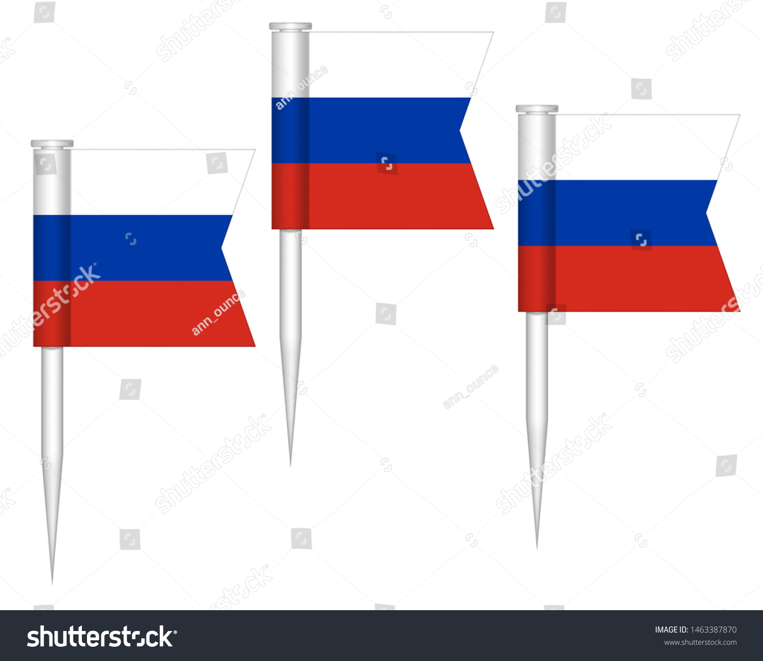 SVG of Russian flag push pins, vector illustration. Mini stick small pushpin flags of Russia isolated on white background. svg