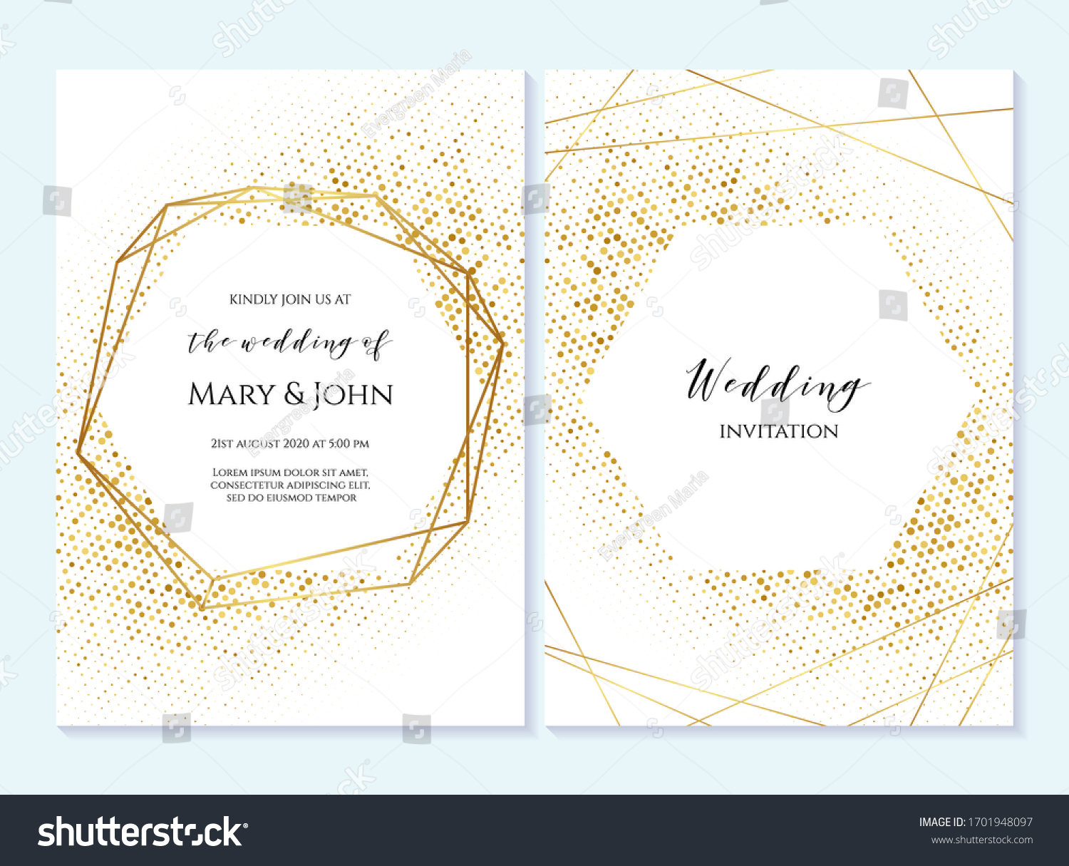 Rustic Elegant Wedding Invitation Template Gold Stock Vector (Royalty