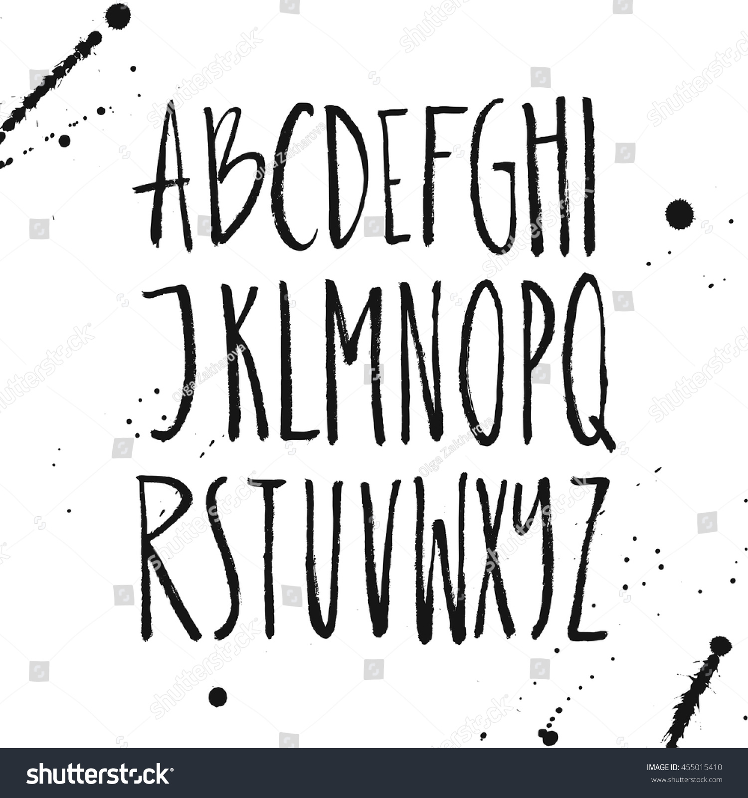 Rustic Font Unique Handdrawn Alphabet Latin Stock Vector 455015410 Rustic Font Unique Handdrawn Alphabet Latin Stock Vector 455015410