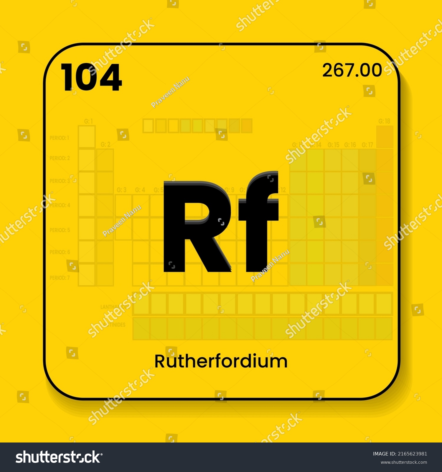 Rutherfordium Periodic Table Elements Name Symbol Stock Vector (Royalty ...