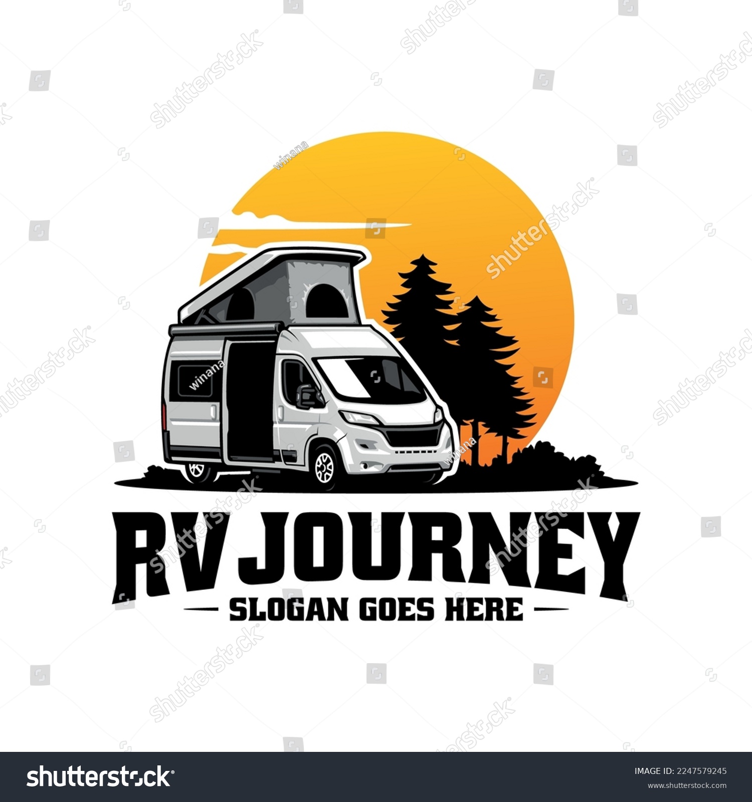 SVG of RV camper car illustration logo vector svg