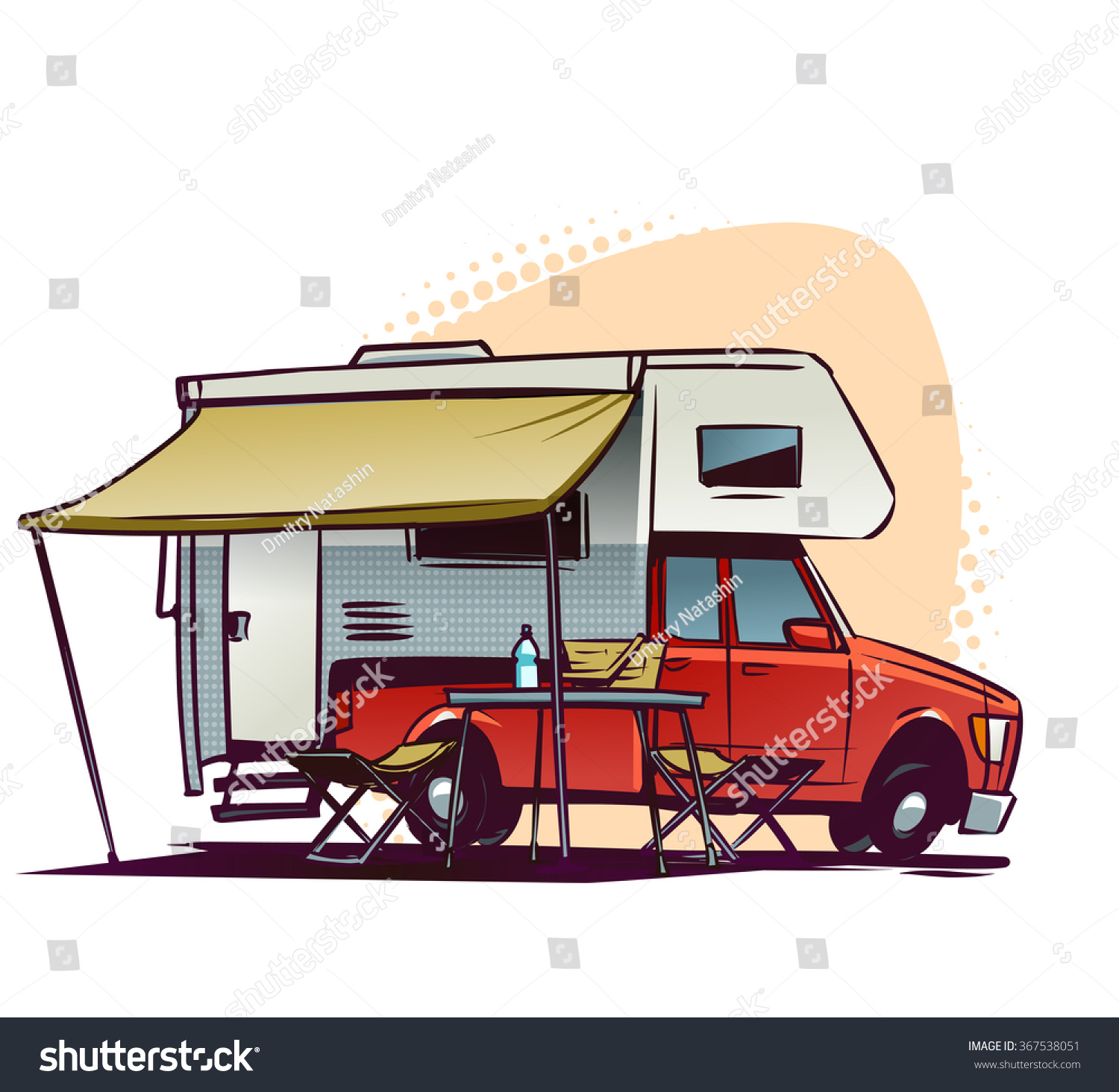 Rv Camper Side View Cartoon Illustration Stock Vector (Royalty Free ...