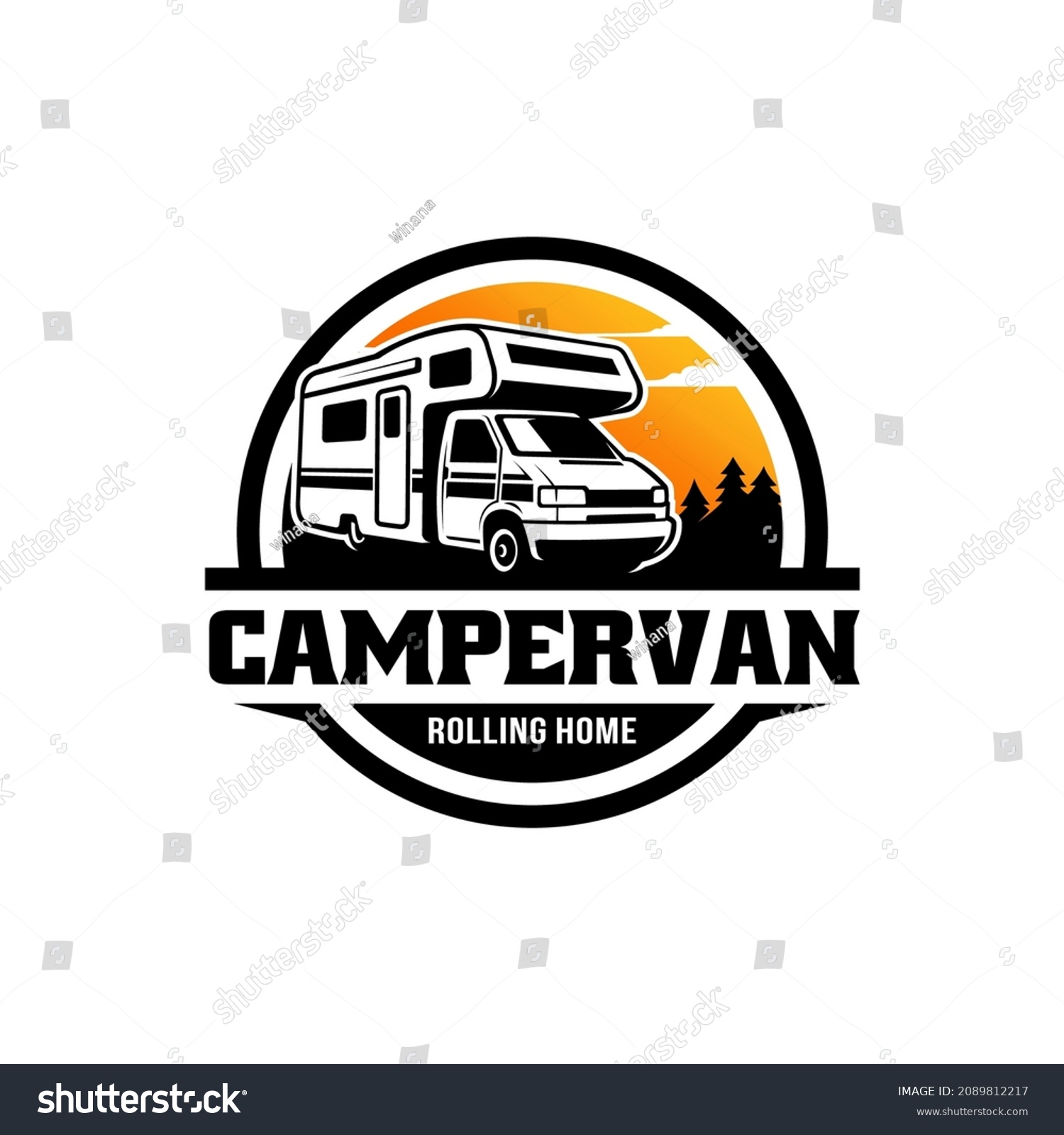 SVG of RV - camper van - caravan - motor home illustration logo vector svg