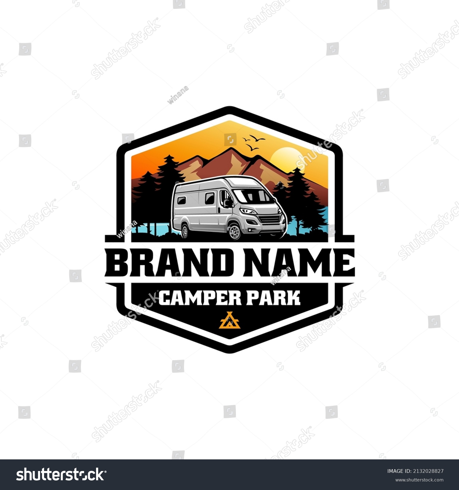 SVG of RV camper van logo vector isolated svg