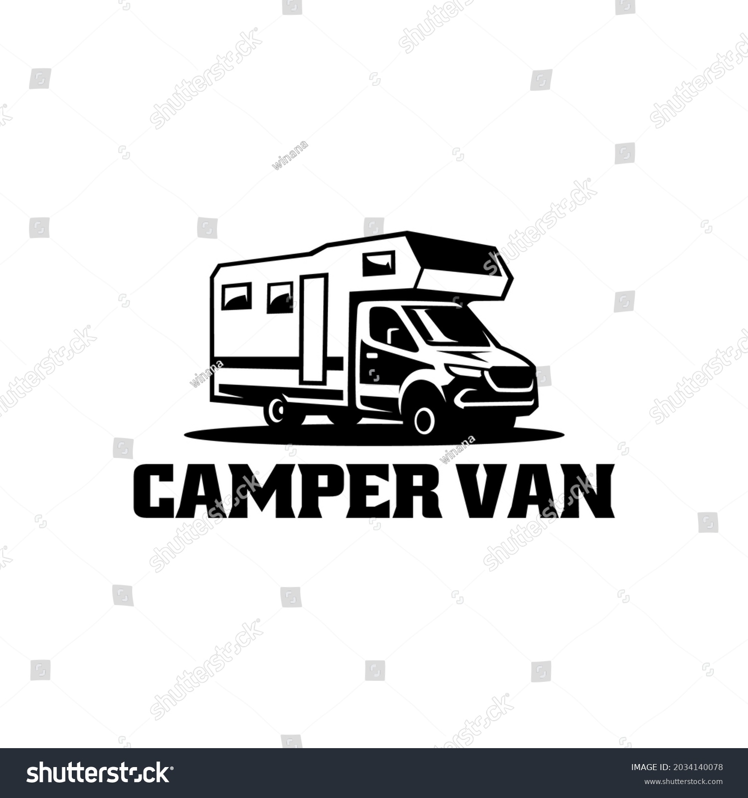 SVG of RV camper van vehicle isolated logo vector svg