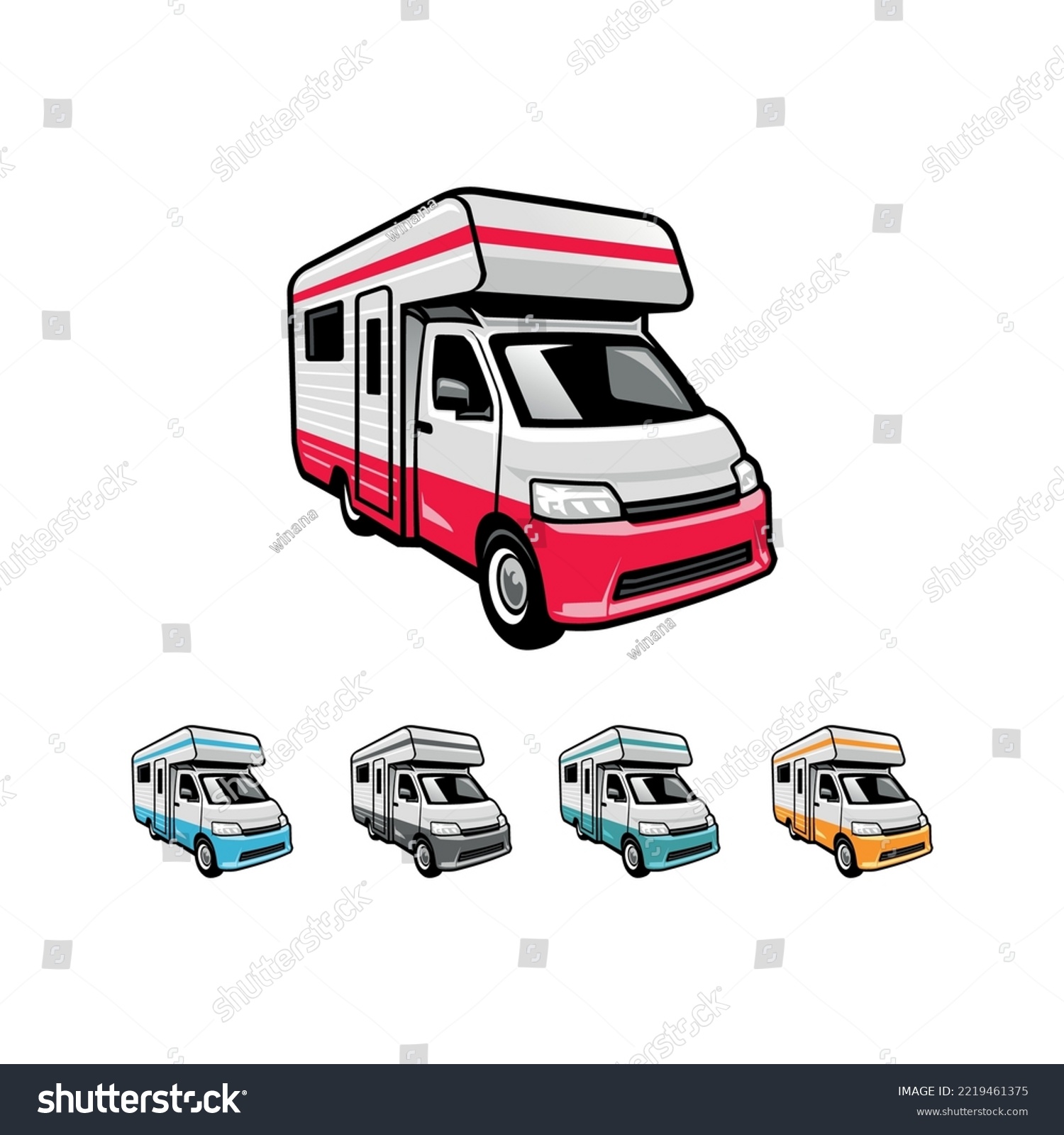 SVG of RV, camping car, campervan illustration logo vector svg
