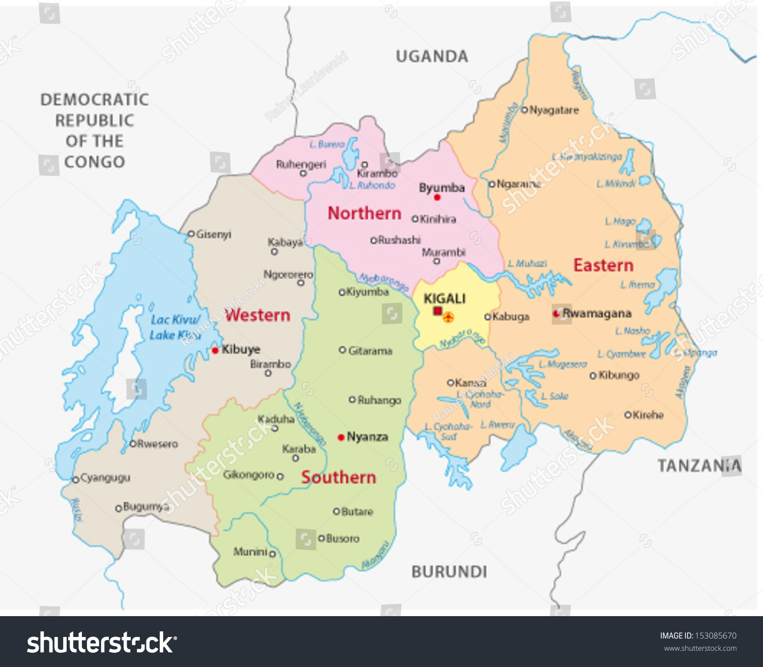 Provinces Rwanda District Map - Rwanda 24