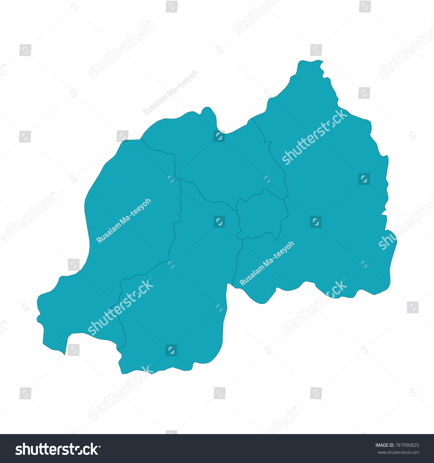 Rwanda Map Filled Light Blue Gradient Stock Vector Royalty Free