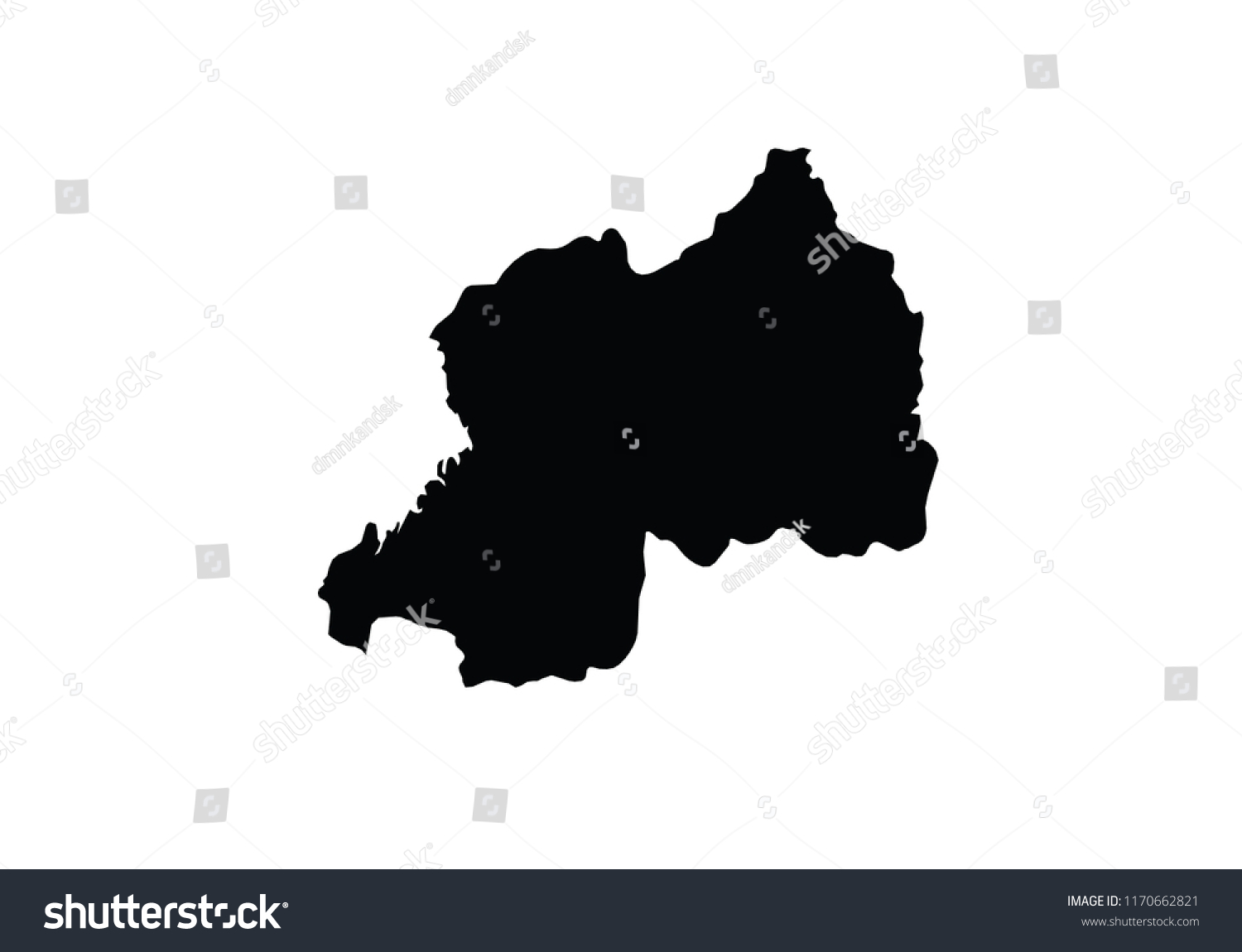 Rwanda Outline Map Country Shape Stock Vector (Royalty Free) 1170662821