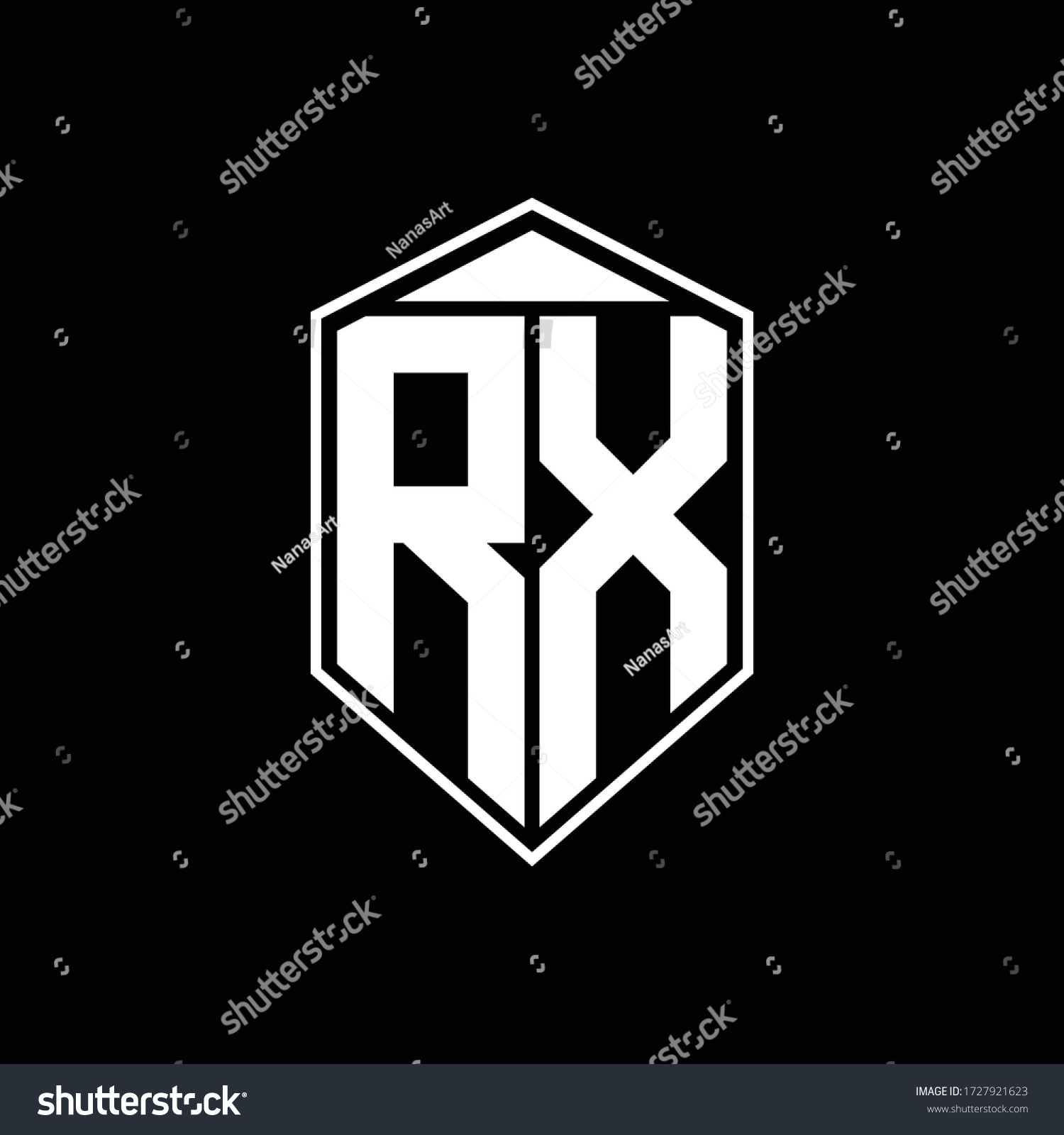 Rx Logo Monogram Emblem Shape Combination   Stock Vector Rx Logo Monogram With Emblem Shape Combination Tringle On Top Design Template 1727921623 