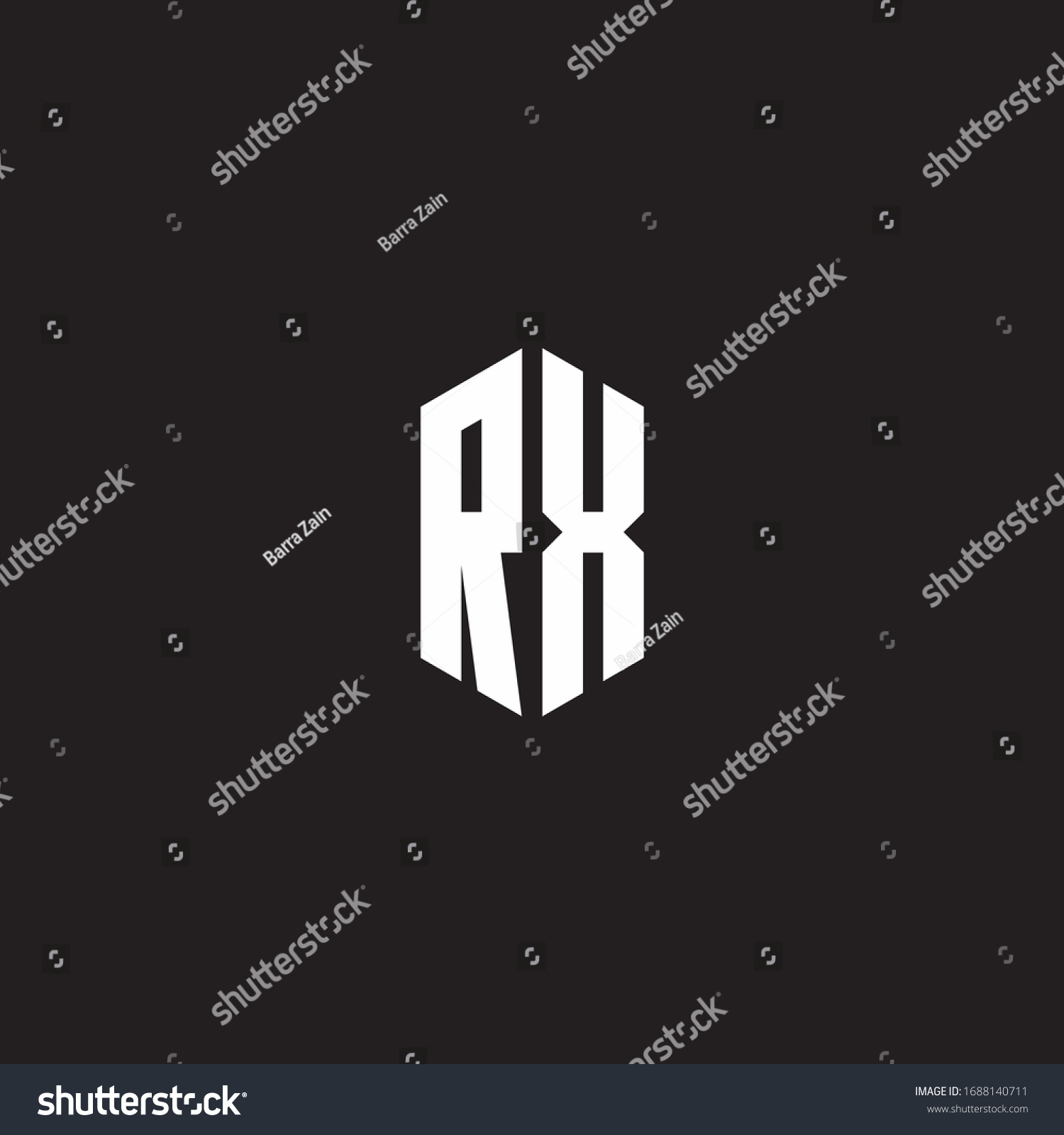 Rx Logo Monogram Hexagon Shape Style Stock Vector (Royalty Free) 1688140711