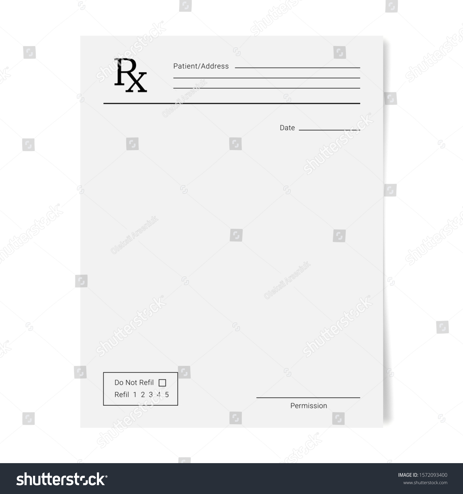 Rx-Pad-Vorlage. Formblatt für medizinisches reguläres Rezept For Blank Prescription Form Template