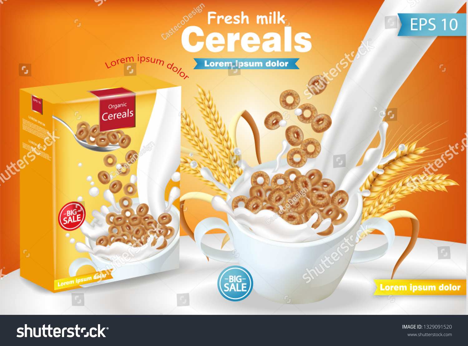 Rye Cereals Milk Splash Vector Realistic Stock Vector (Royalty Free ...