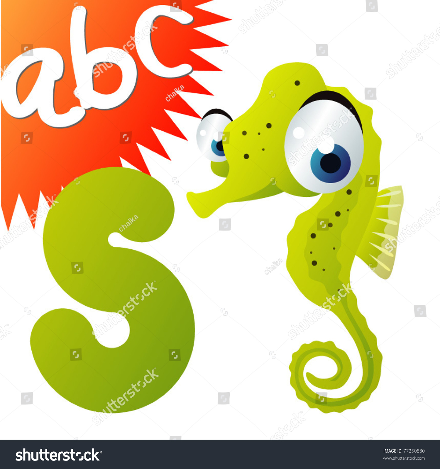 S Is For Seahorse Stock Vector Illustration 77250880 : Shutterstock