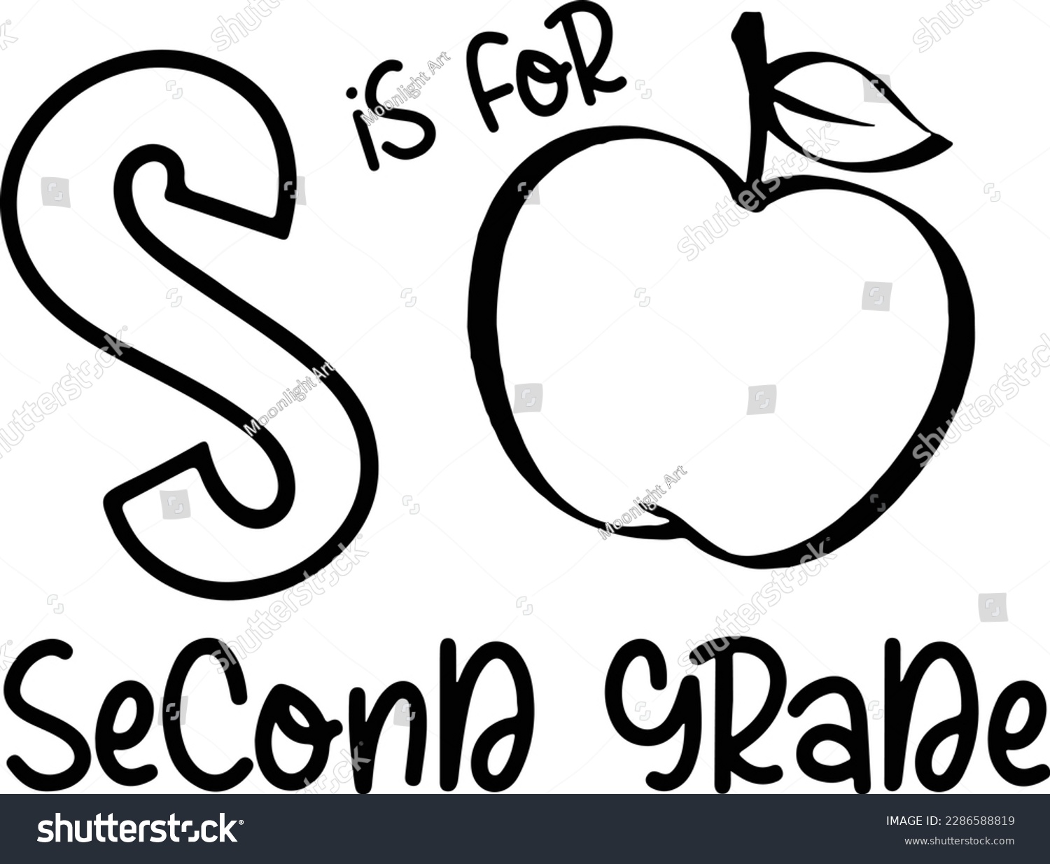 SVG of S Is for second grade SVG, Back to School Cut File, Kids' Saying, Teacher Design, Funny Boy Quote, Girl Apple, Svg Files for Cricut, School svg