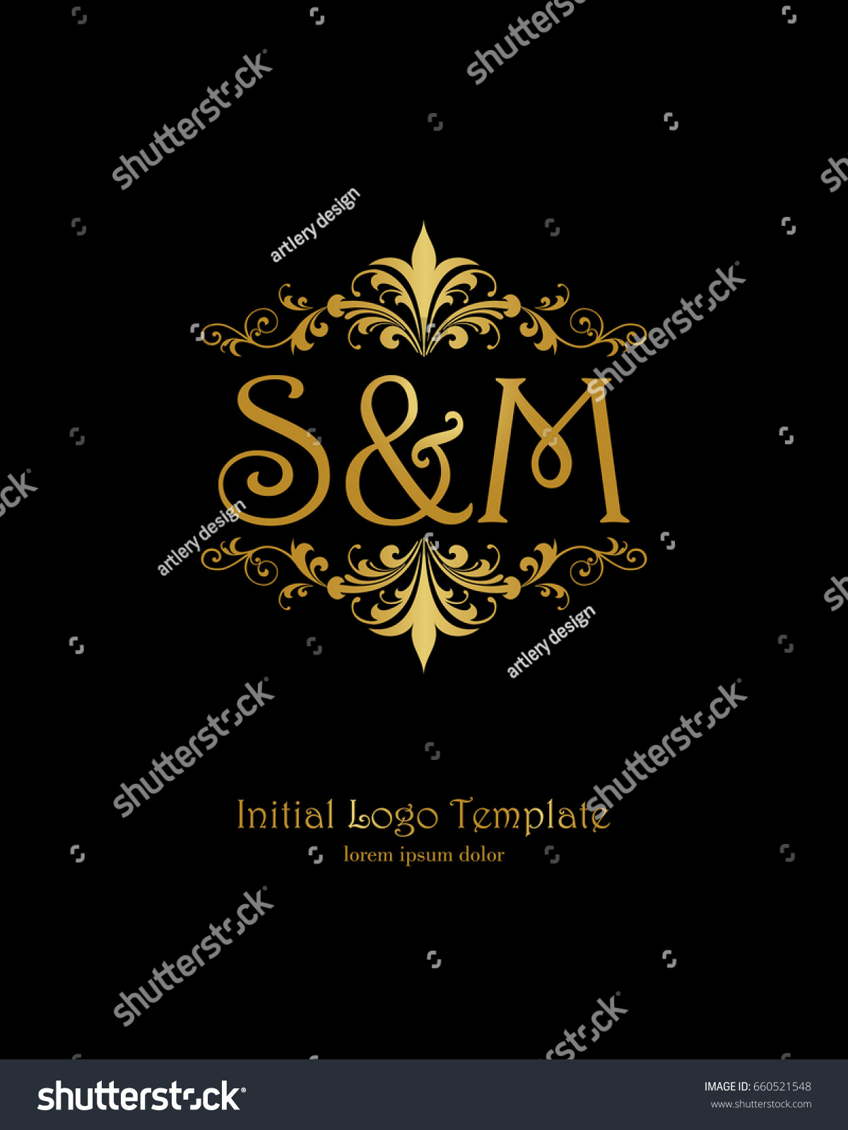 S M Initial Wedding Logo Template Stock Vector Royalty Free
