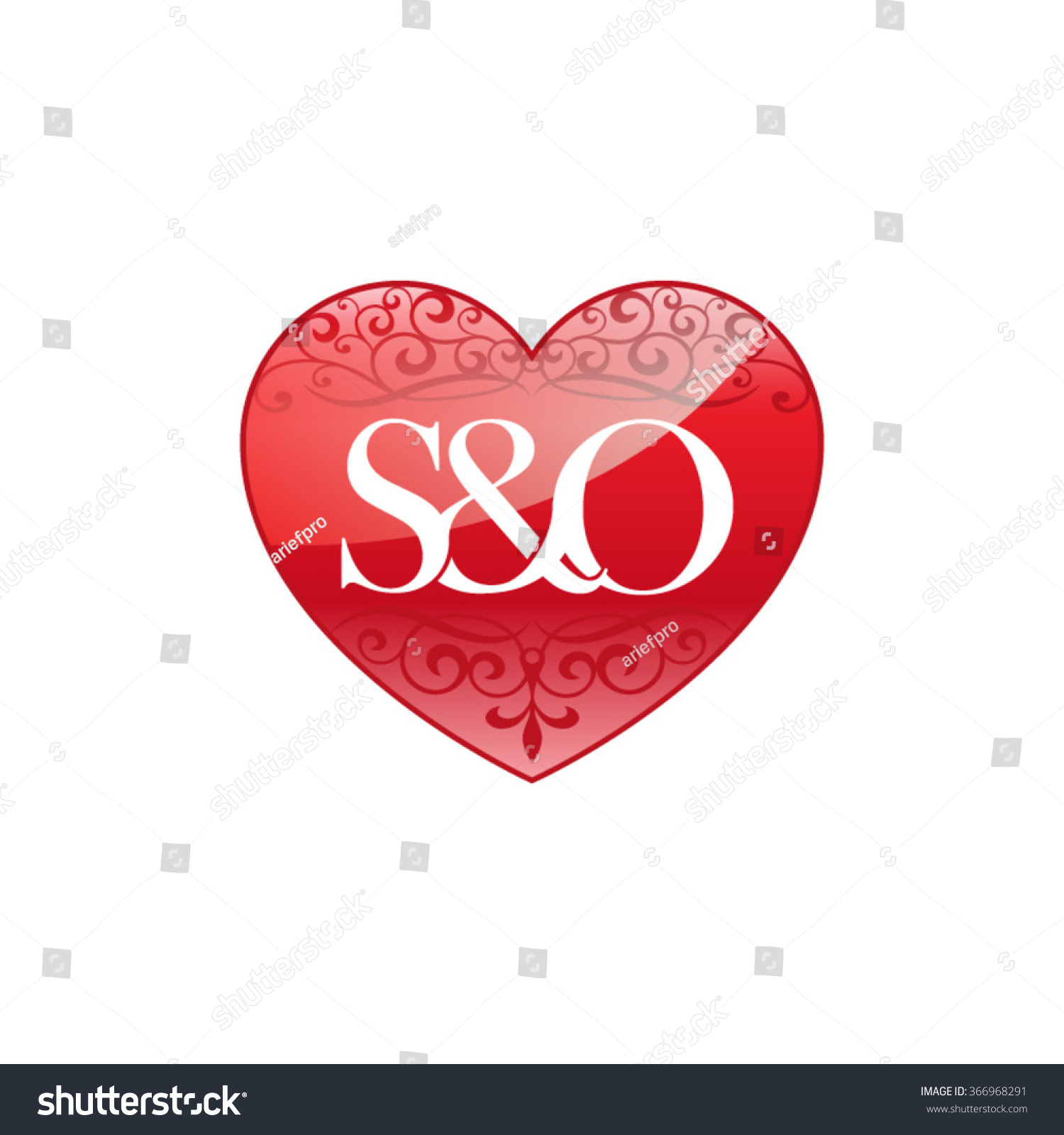 Initial Letter Logo Ornament Heart Shape Stock Vector Royalty Free