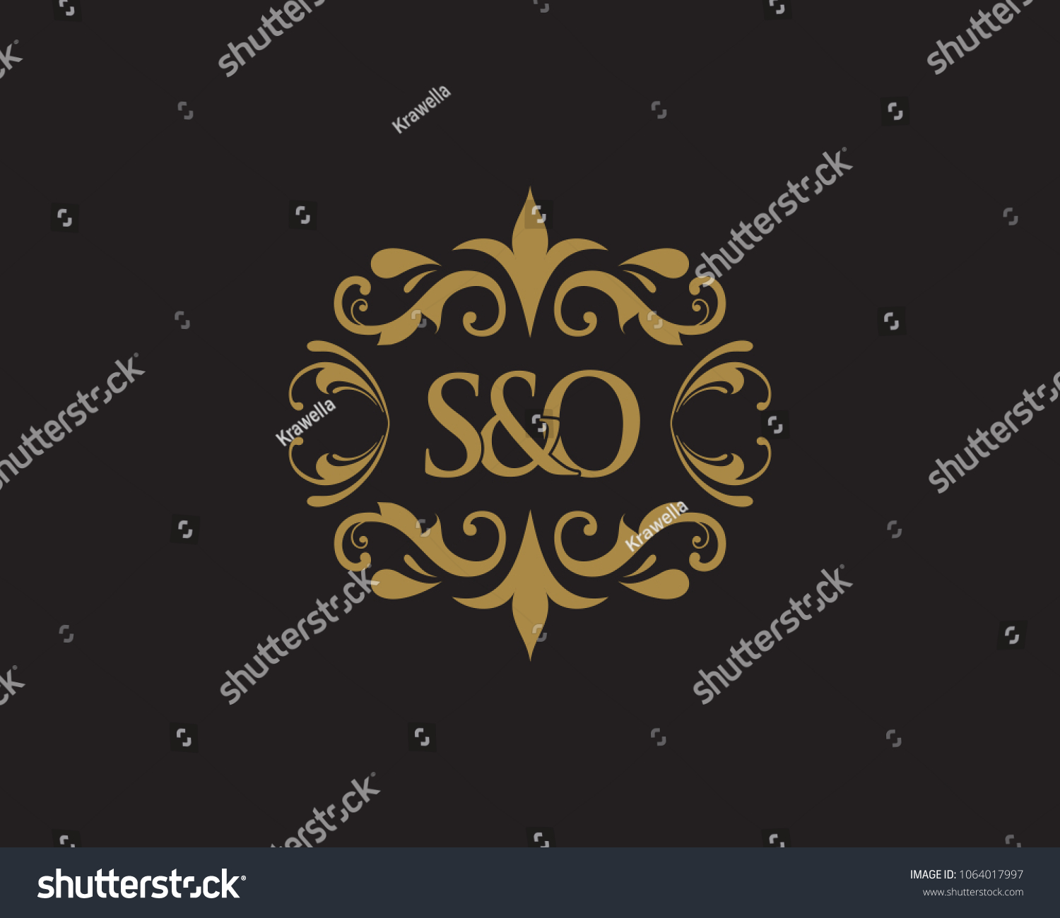 Initial Logo Ornament Ampersand Monogram Golden Stock Vector Royalty Free