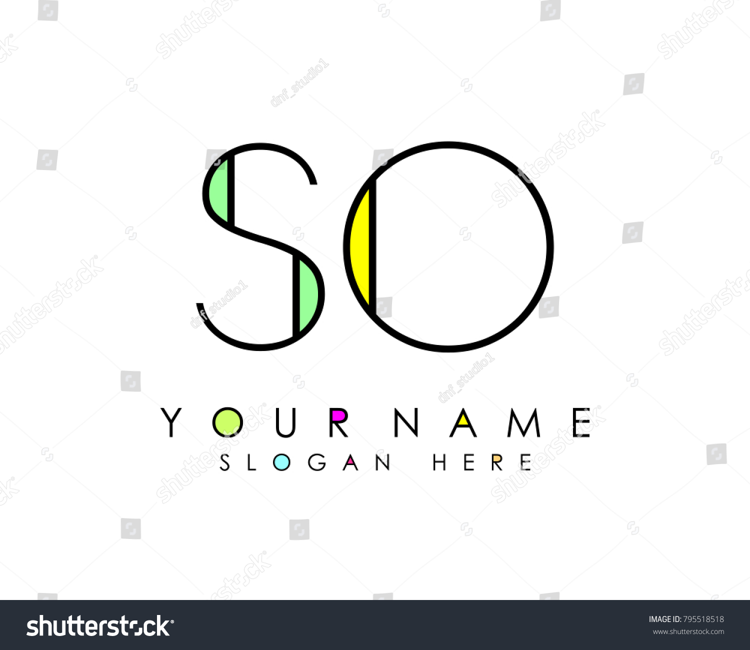 S O Initial Minimalist Logo Template Stock Vector Royalty Free