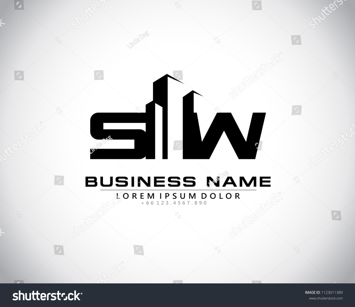 S W Initial Logo Concept Building Stock Vector (Royalty Free) 1123011389