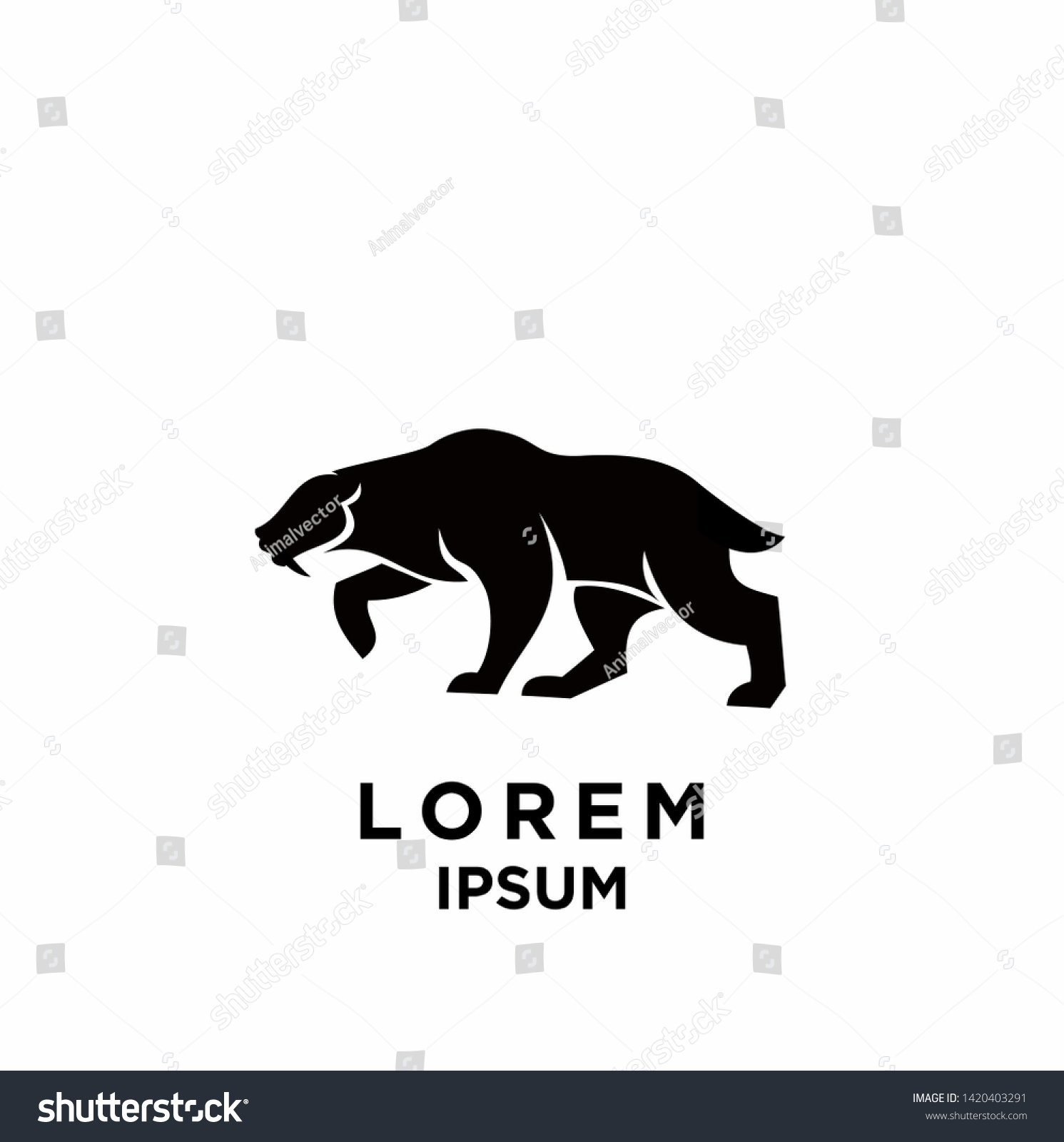 Saber Tooth Logo Black Logo Icon Stock Vector (Royalty Free) 1420403291