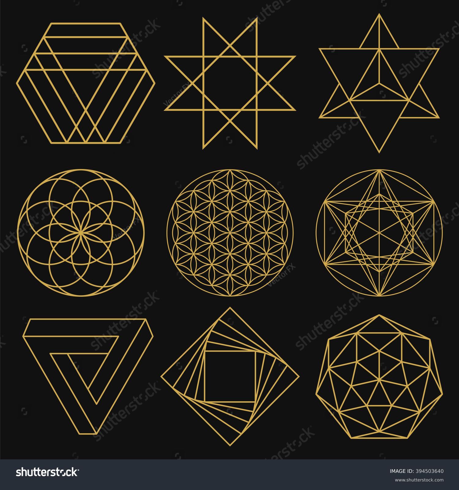 Sacred Geometry Set Figures Sacred Symbols Stock Vector (Royalty Free