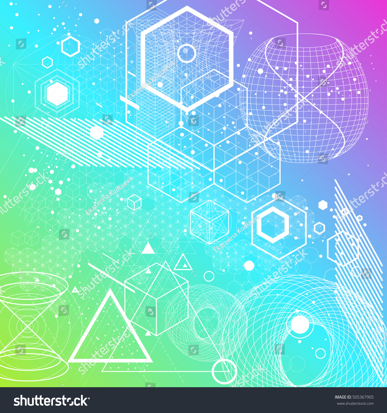 Sacred Geometry Symbols Elements Background Cosmic Stock Vector ...