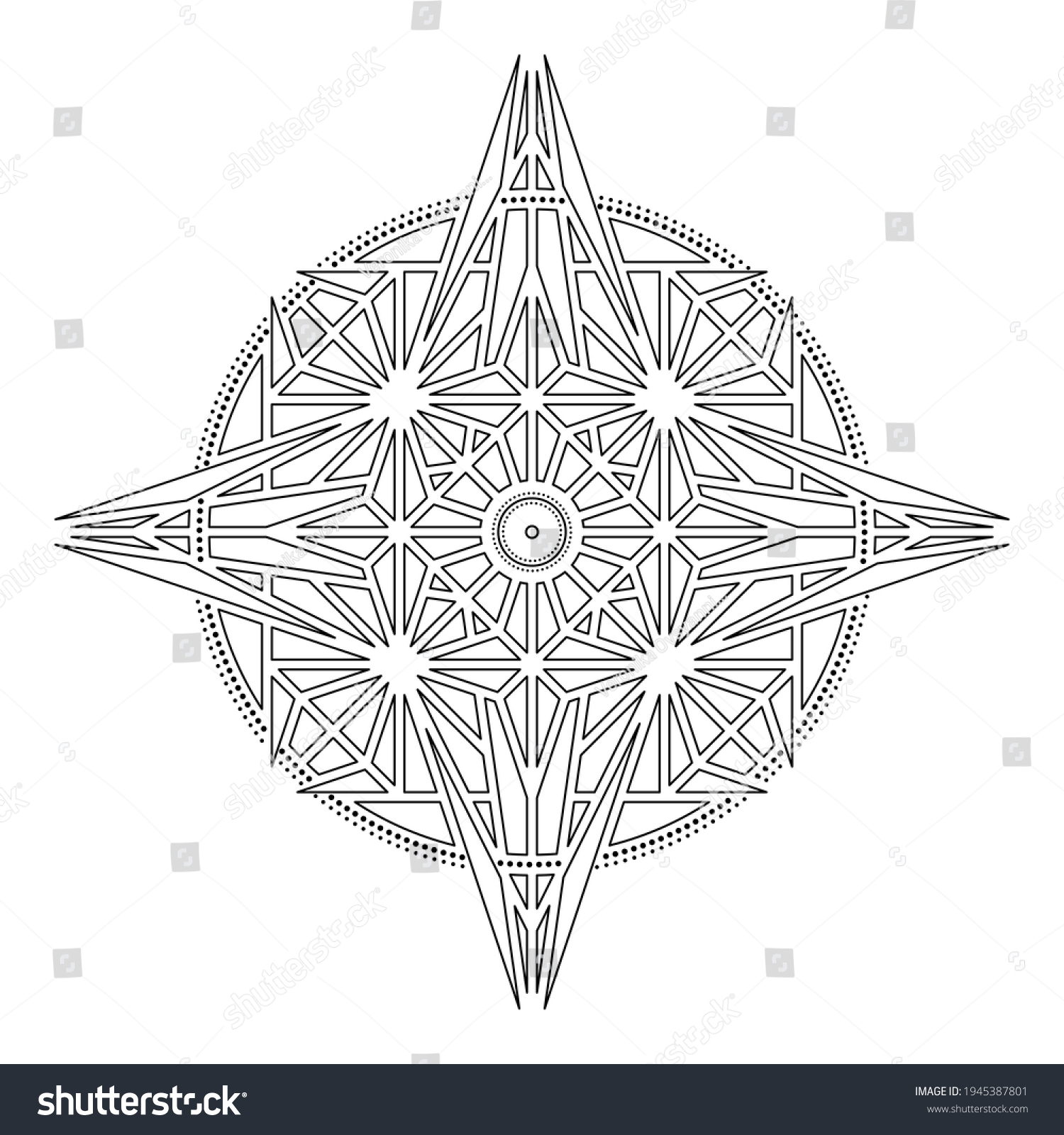 Sacred Geometry Vector Coloring Book Geometric Stock Vector (Royalty