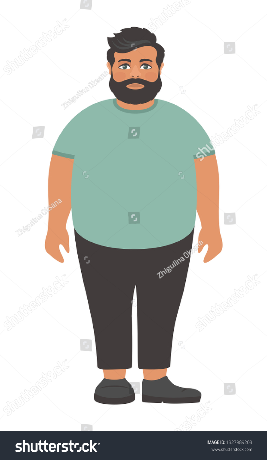 Sad Bearded Fat Man Big Green Stock Vector (Royalty Free) 1327989203