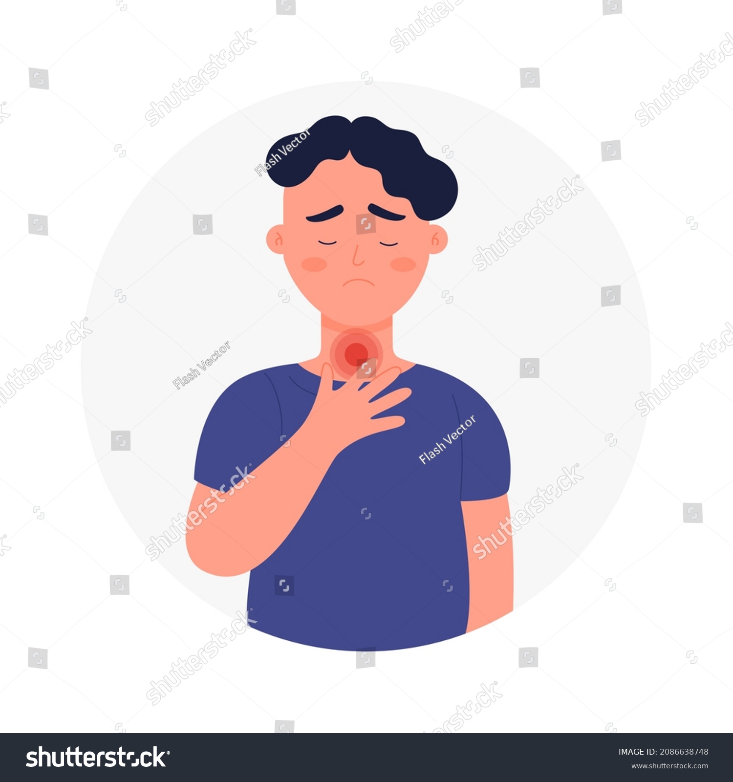 Sad Boy Strong Throat Sore Inflammation Stock Vector (Royalty Free ...